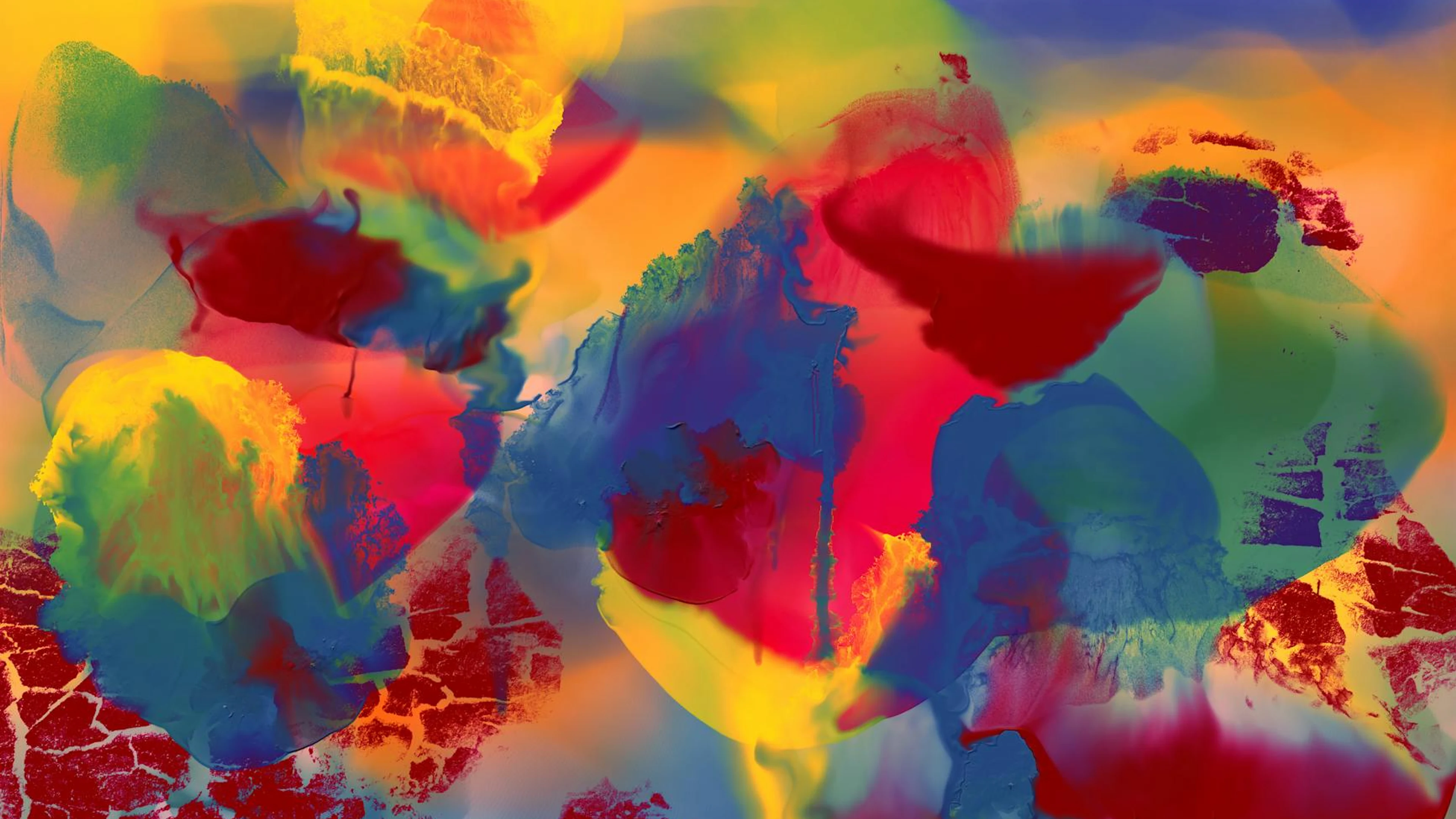 A dynamic and colorful abstract painting showcasing expressive brushstrokes and - free 4K Ultra HD abstract wallpaper for desktop