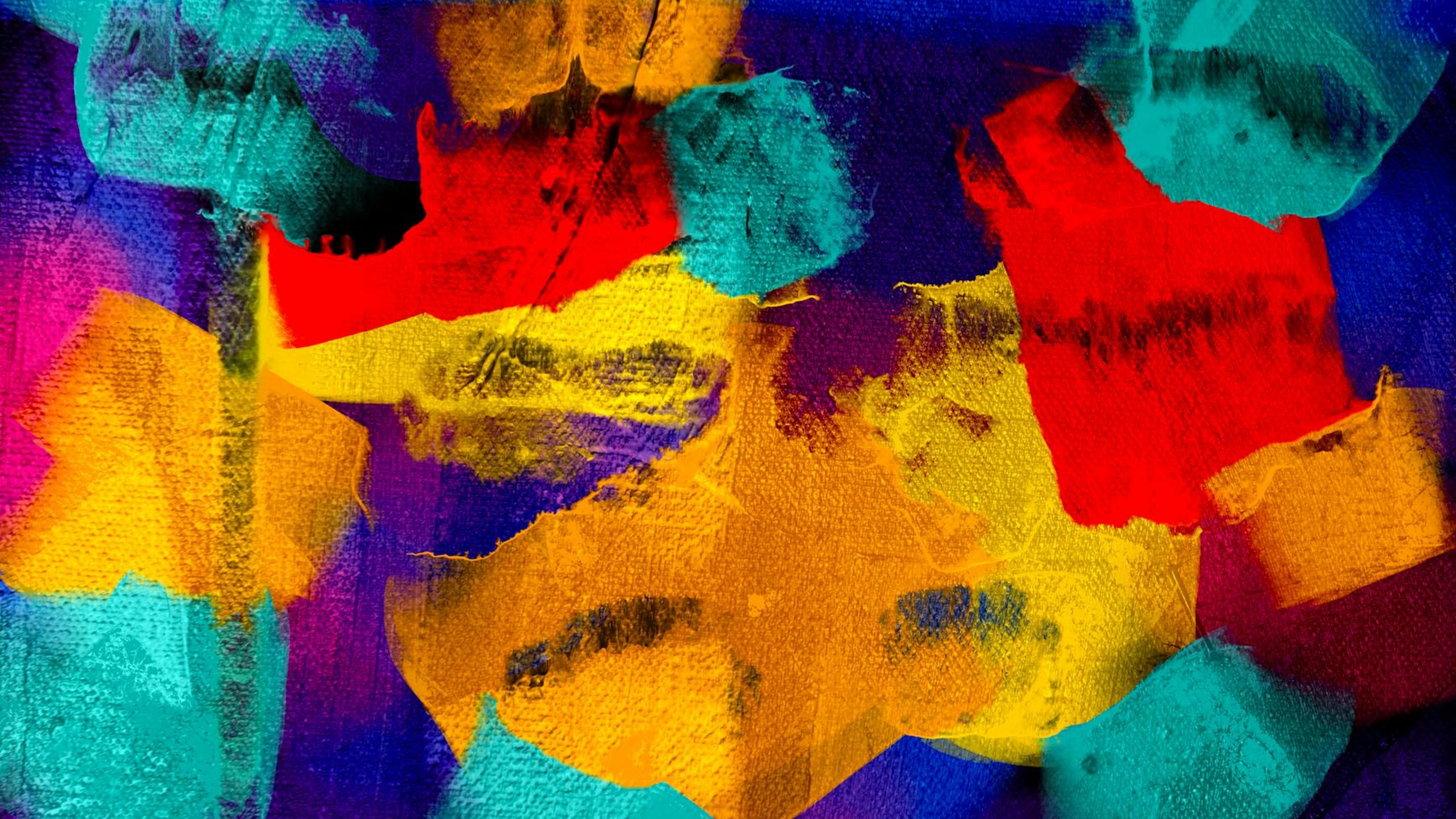 Colorful abstract art with dynamic brushstrokes in vivid hues of red, blue, and - free 4K Ultra HD abstract wallpaper for desktop