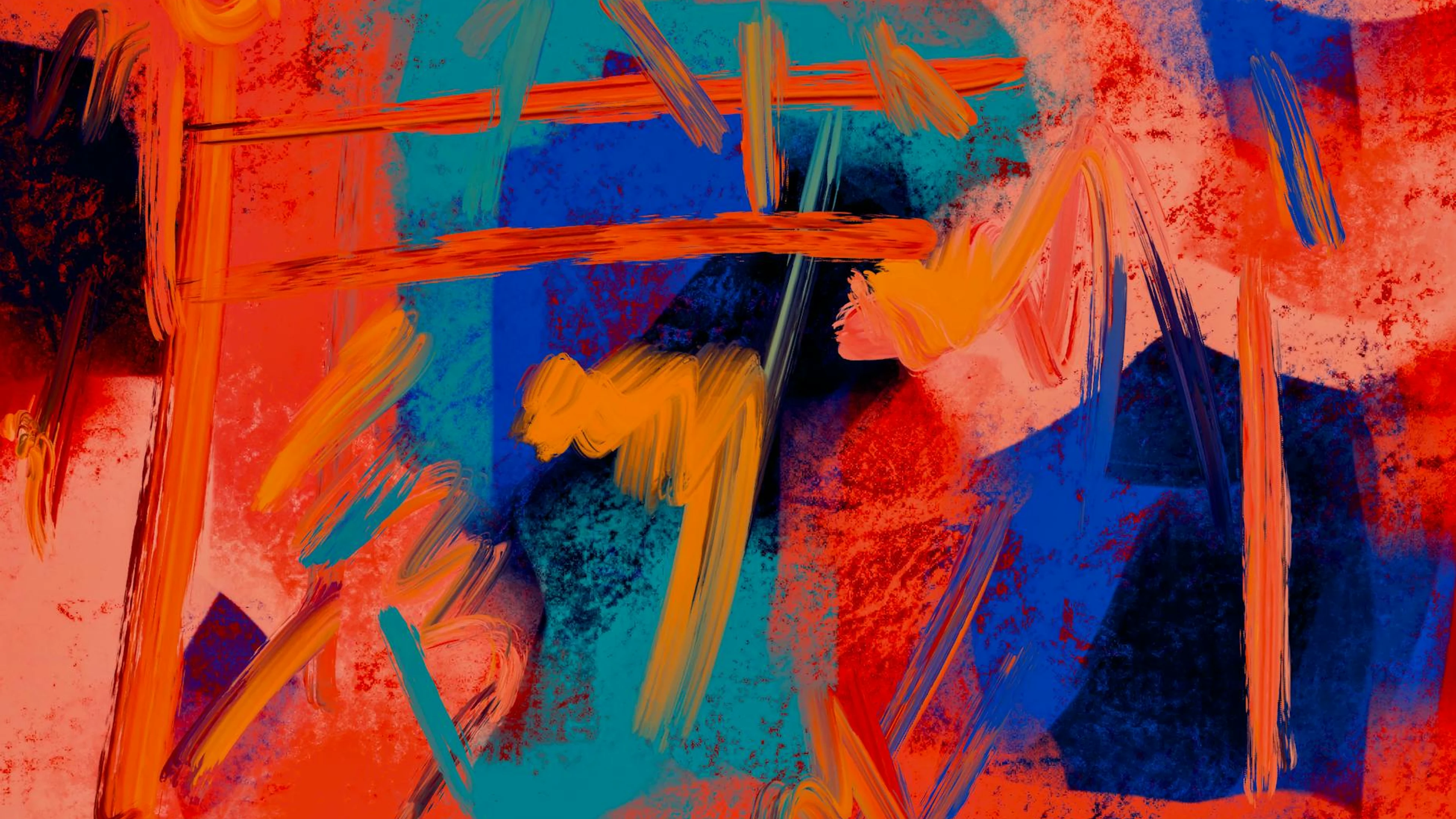 Dynamic abstract painting with vivid colors and bold brush strokes, perfect for - free 4K Ultra HD abstract wallpaper for desktop