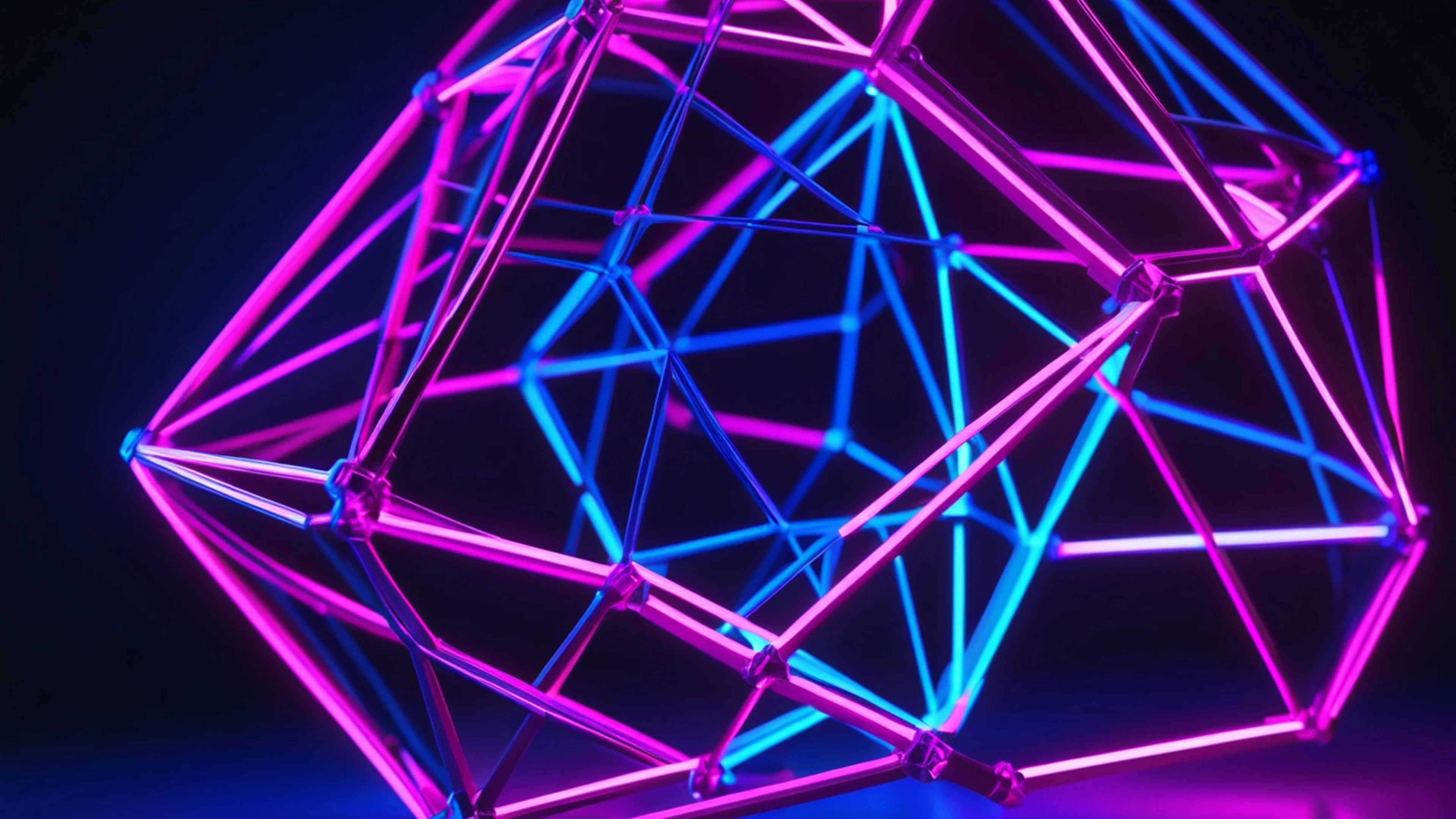Geometric Neon Wireframe - free 4K Ultra HD abstract wallpaper for desktop