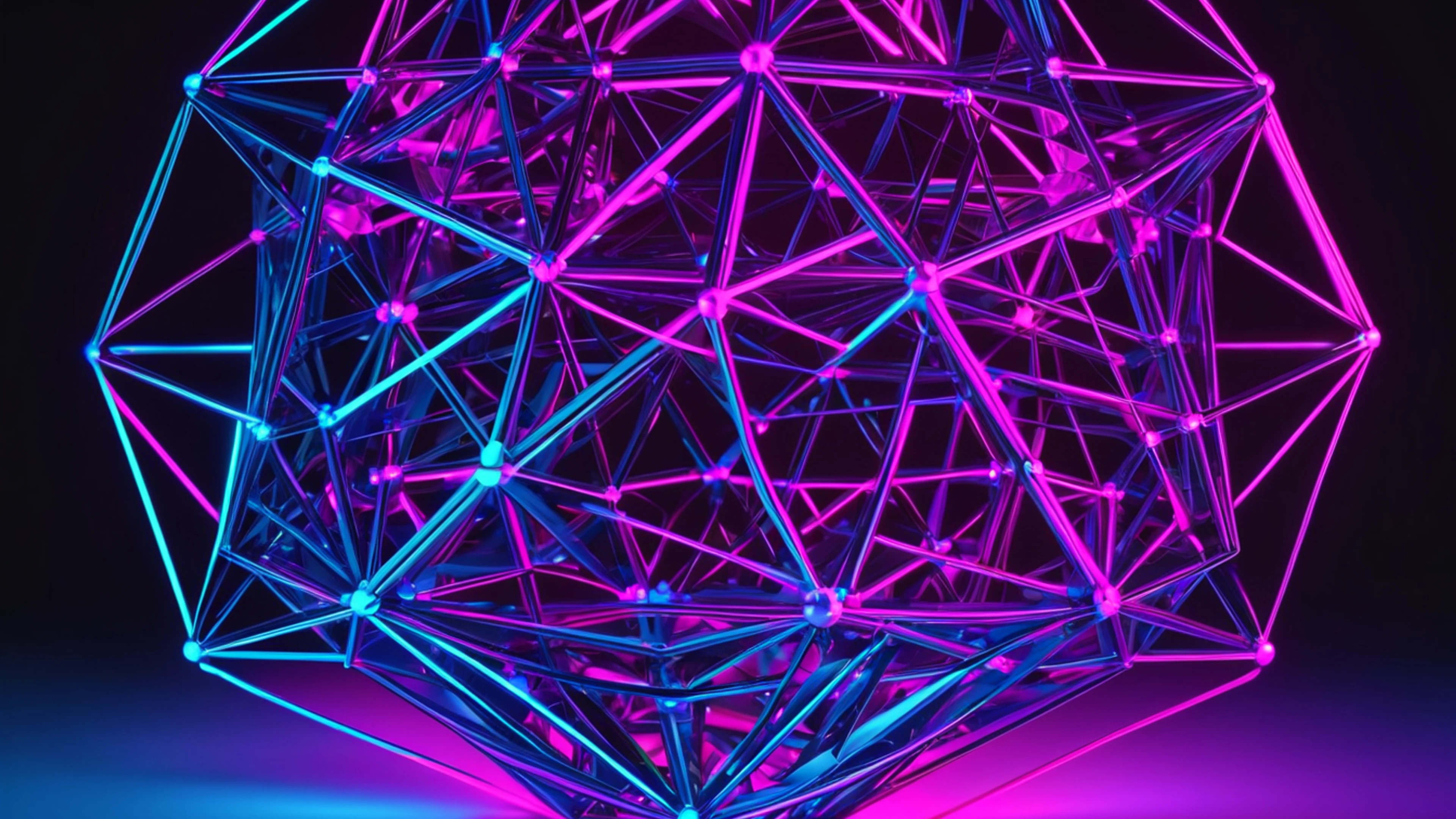 Geometric Neon Wireframe - free 4K Ultra HD abstract wallpaper for desktop