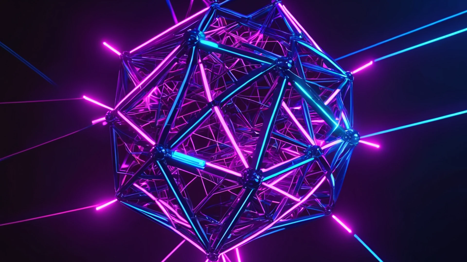 Geometric Neon Wireframe - free hd abstract wallpaper for desktop