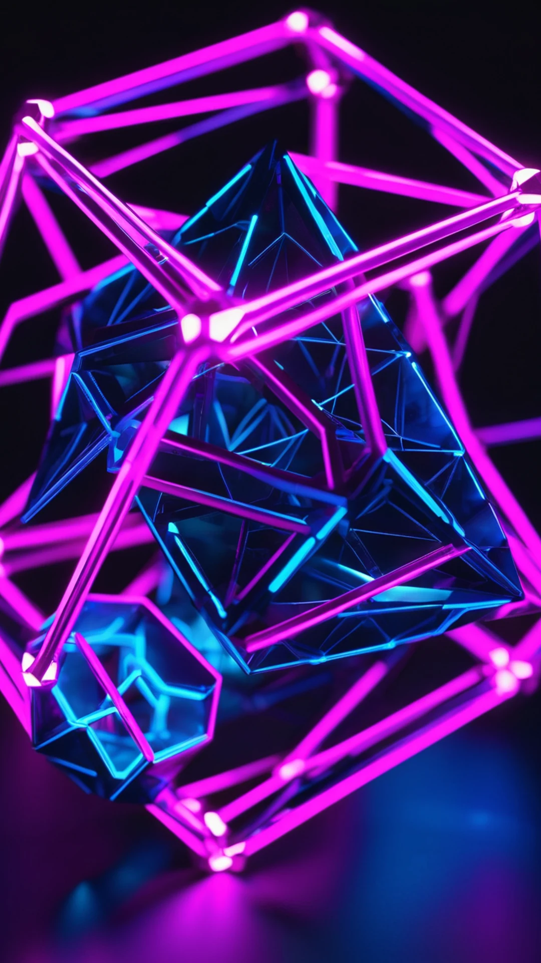 Geometric Neon Wireframe - free Phone abstract wallpaper for phone