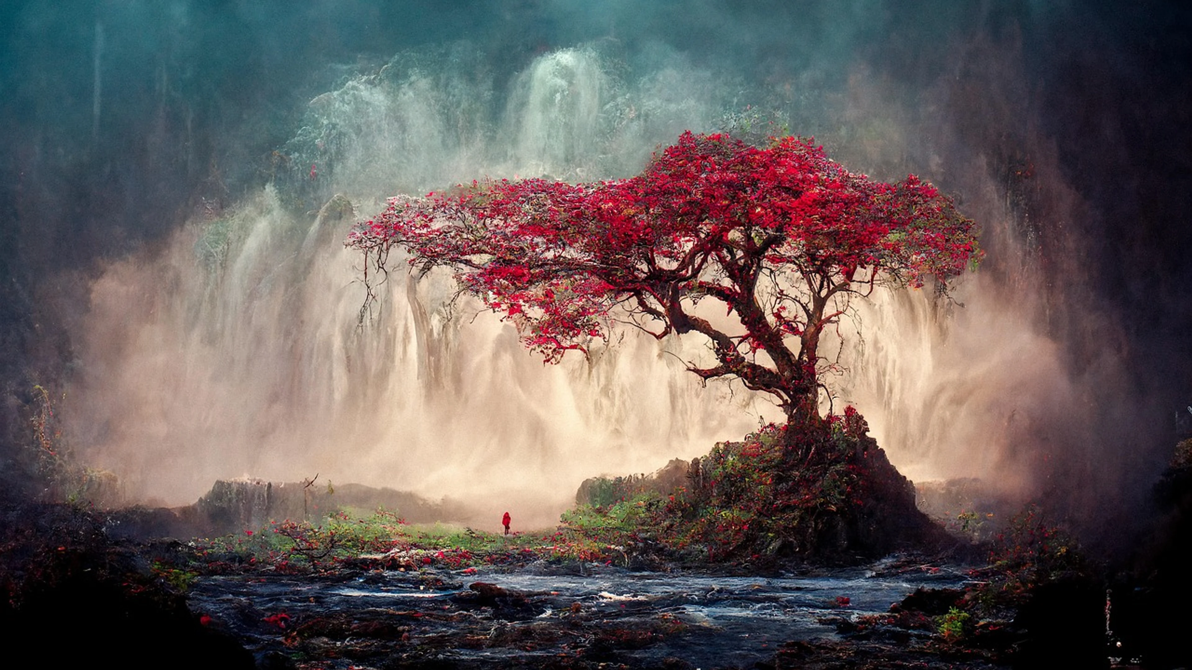 Tree waterfall abstract - free 4K Ultra HD abstract wallpaper for desktop