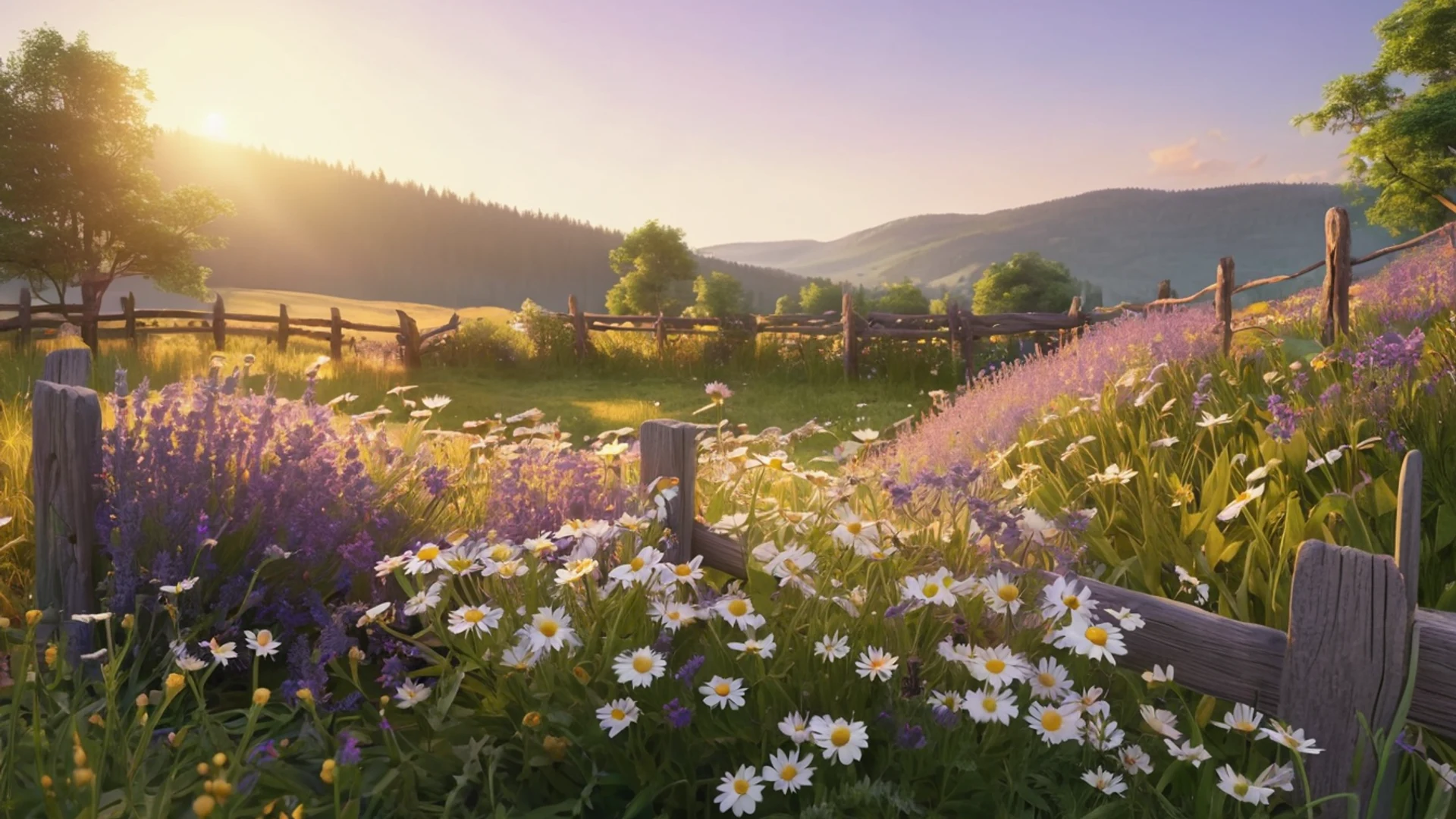 Cottagecore Wildflower Meadow - free hd aesthetic wallpaper for desktop