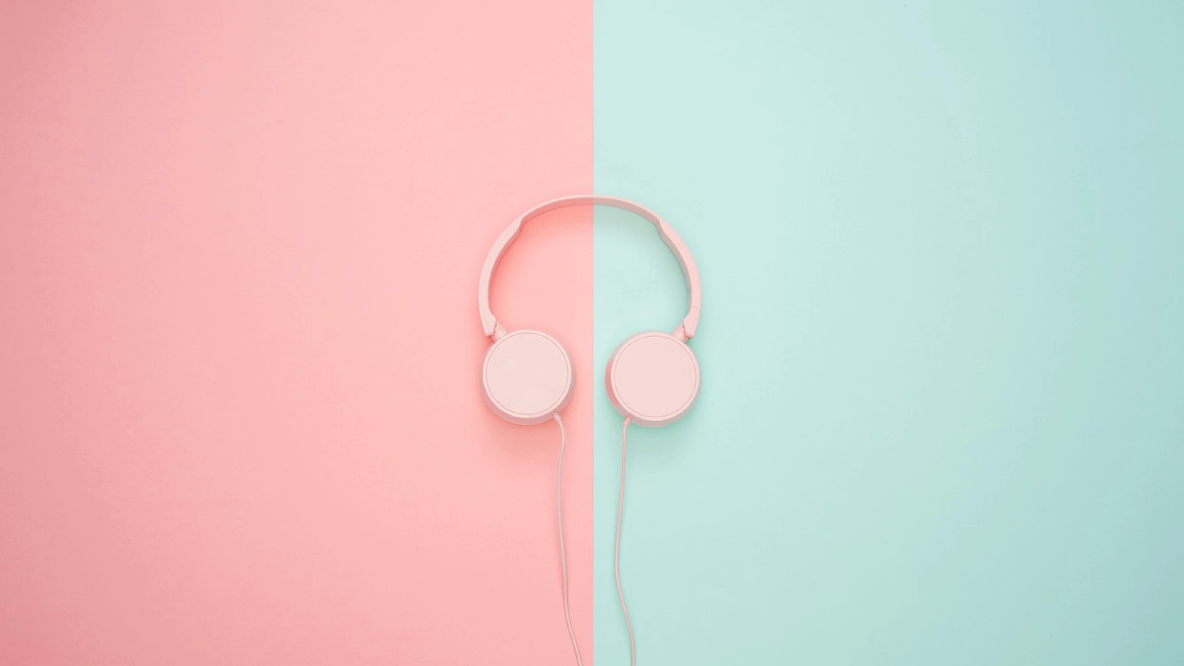 Headphones blue pink - free 4K Ultra HD aesthetic wallpaper for desktop