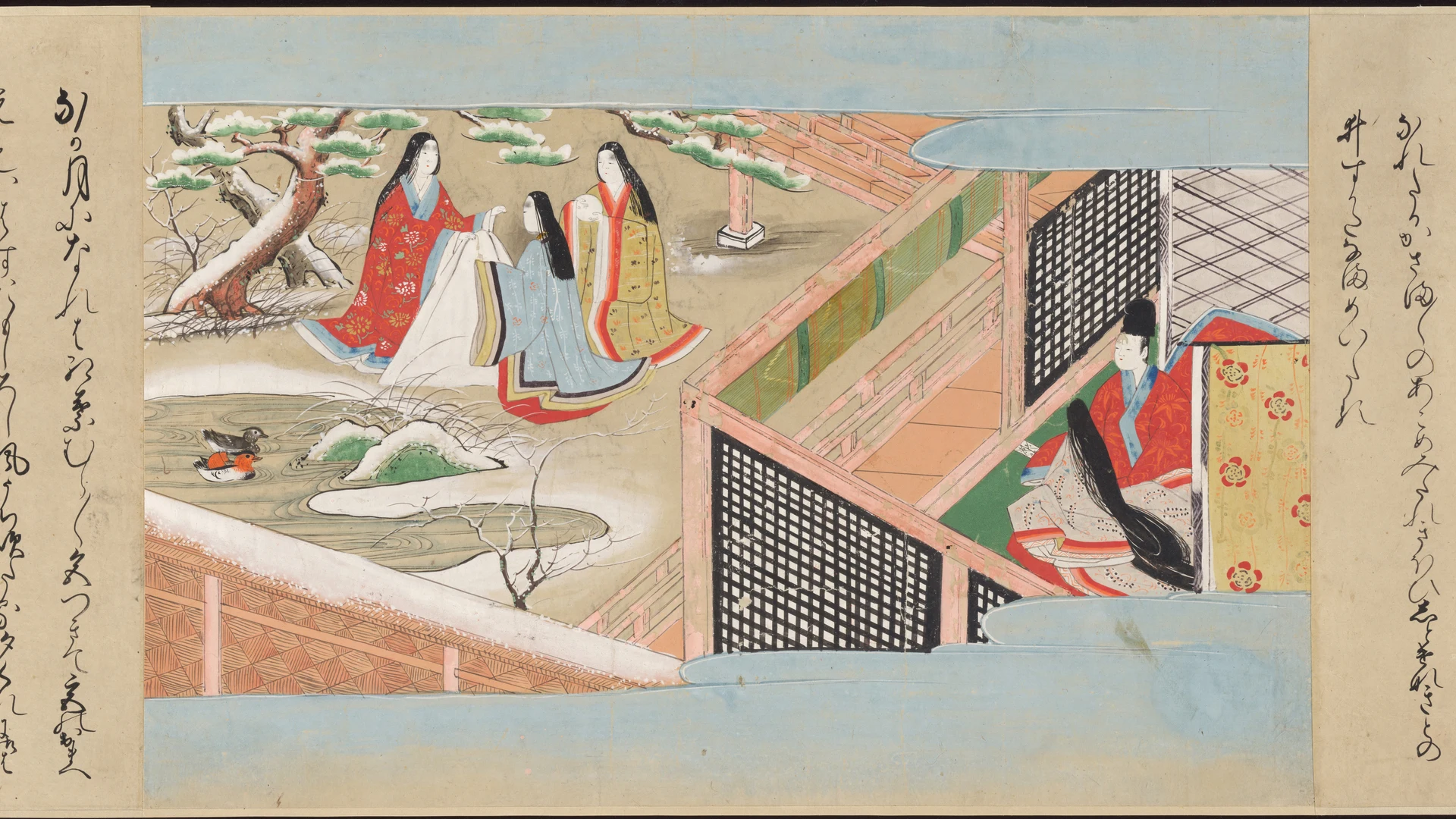 Illustrated Handscrolls of The Tale of Genji - free hd aesthetic wallpaper for desktop