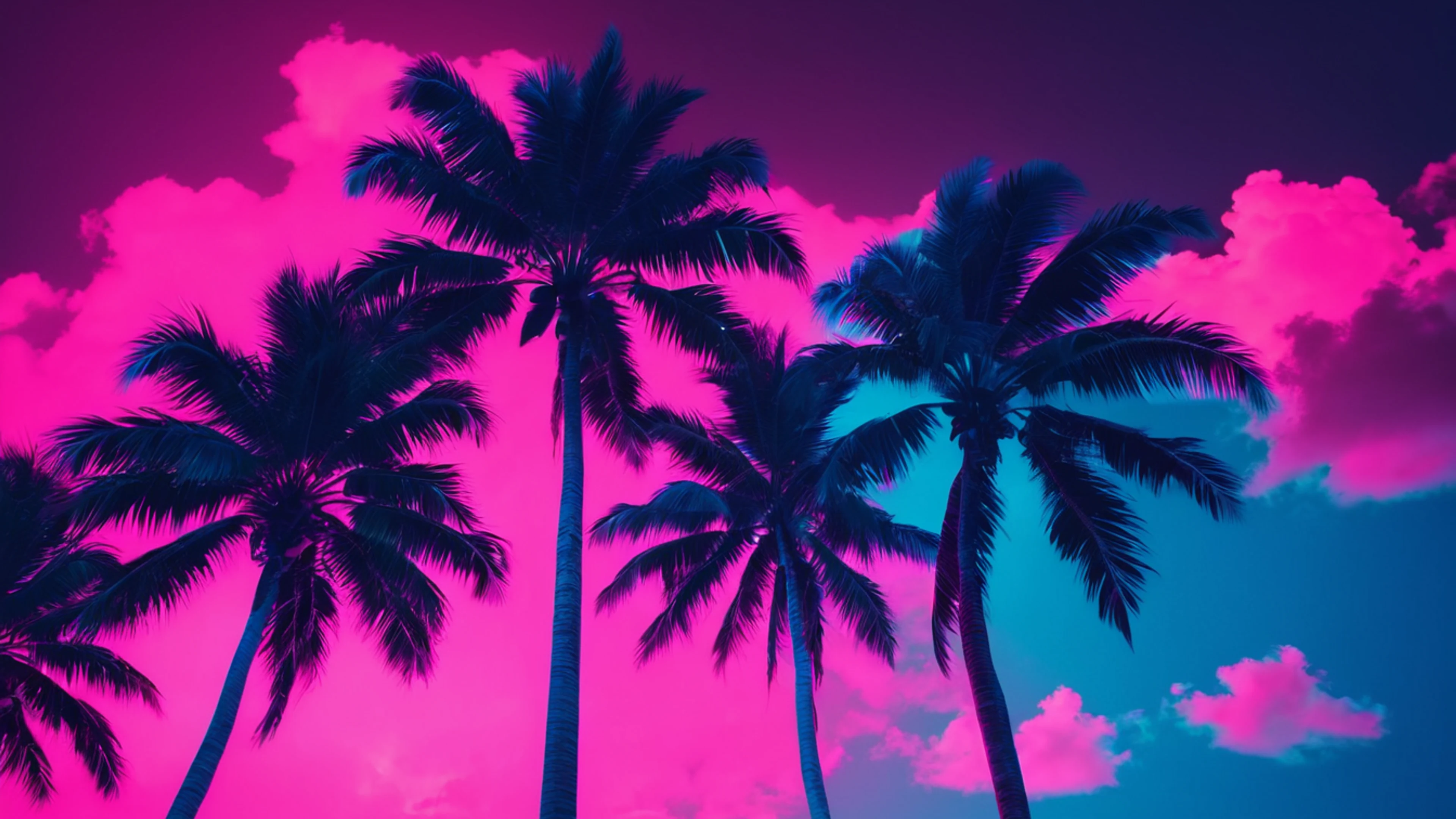 Neon Pink Palm Trees - free 4K Ultra HD aesthetic wallpaper for desktop