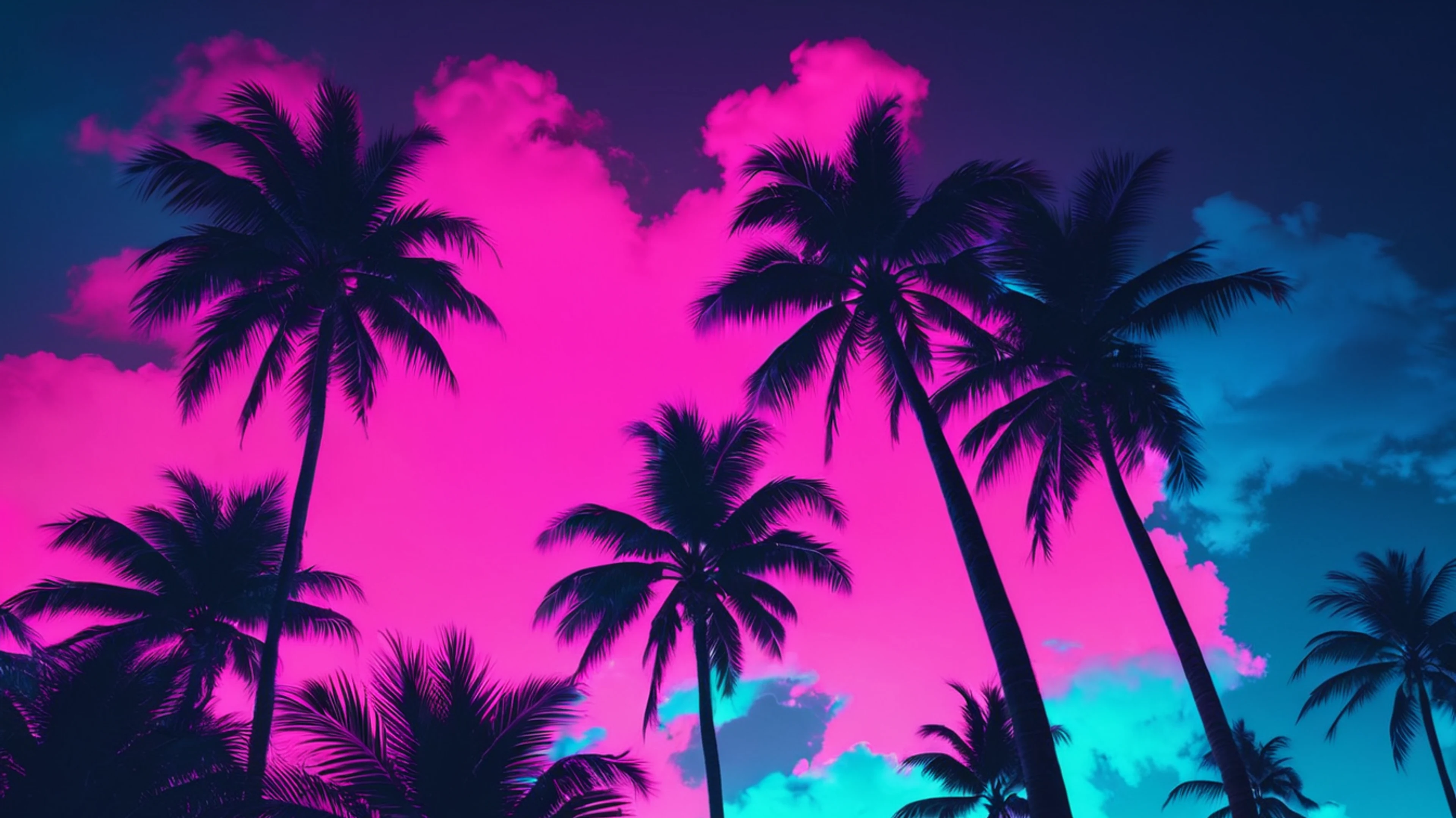 Neon Pink Palm Trees - free 4K Ultra HD aesthetic wallpaper for desktop