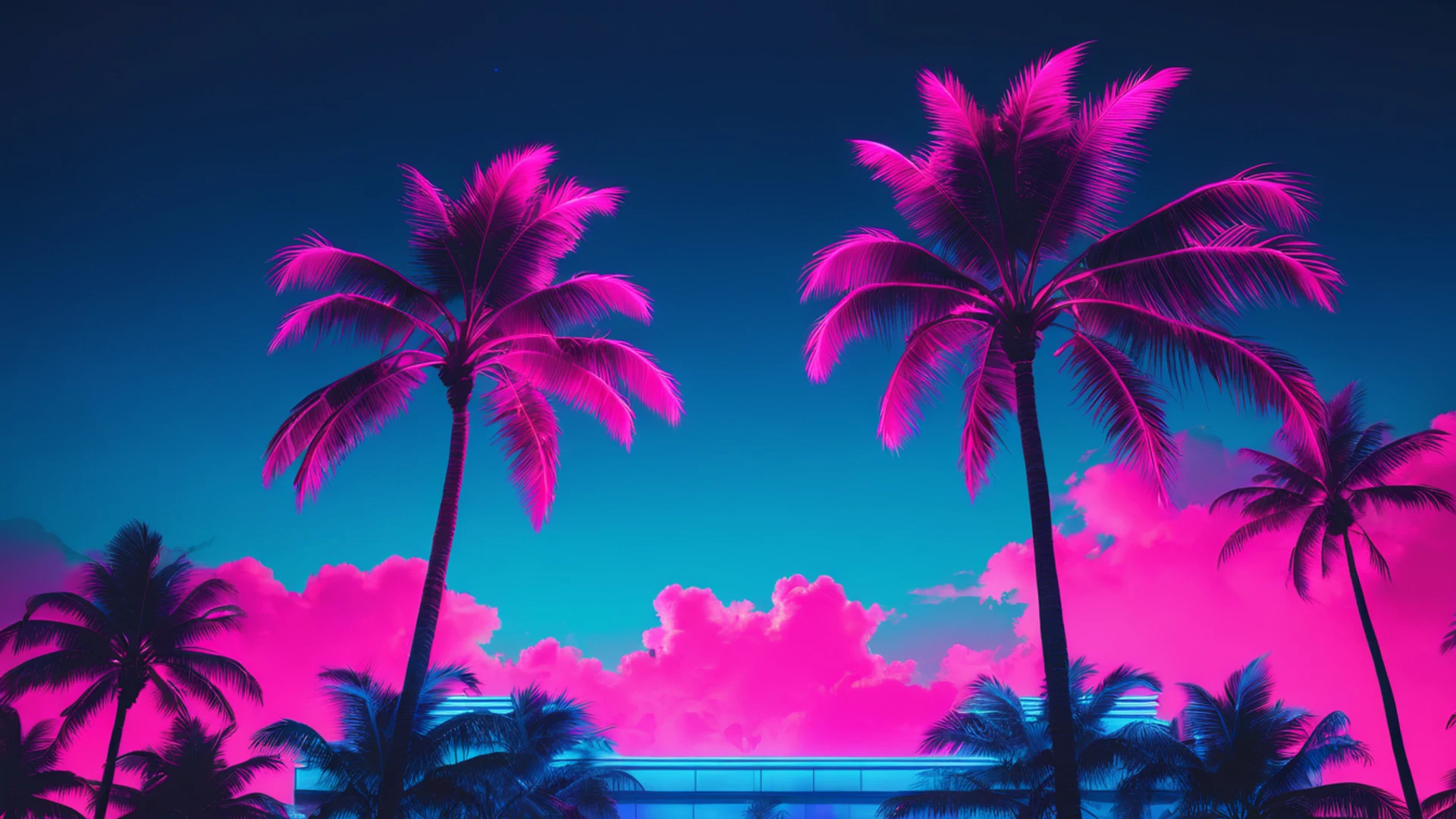 Neon Pink Palm Trees - free hd aesthetic wallpaper for desktop