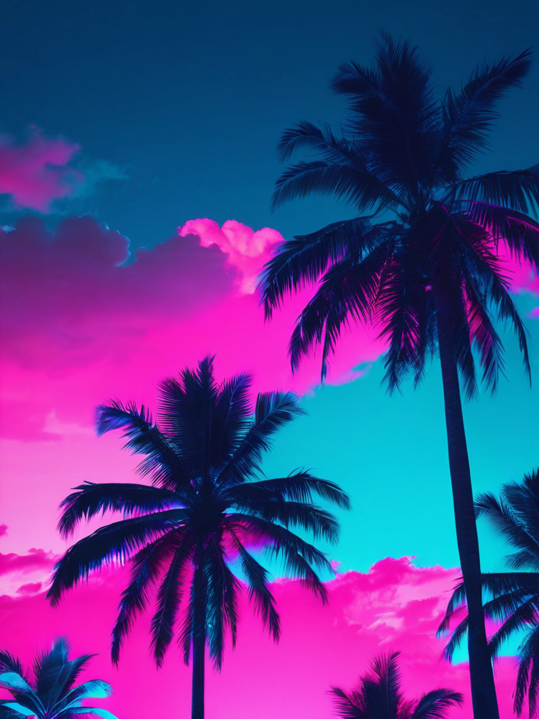 Neon Pink Palm Trees - free Tablet aesthetic wallpaper for phone