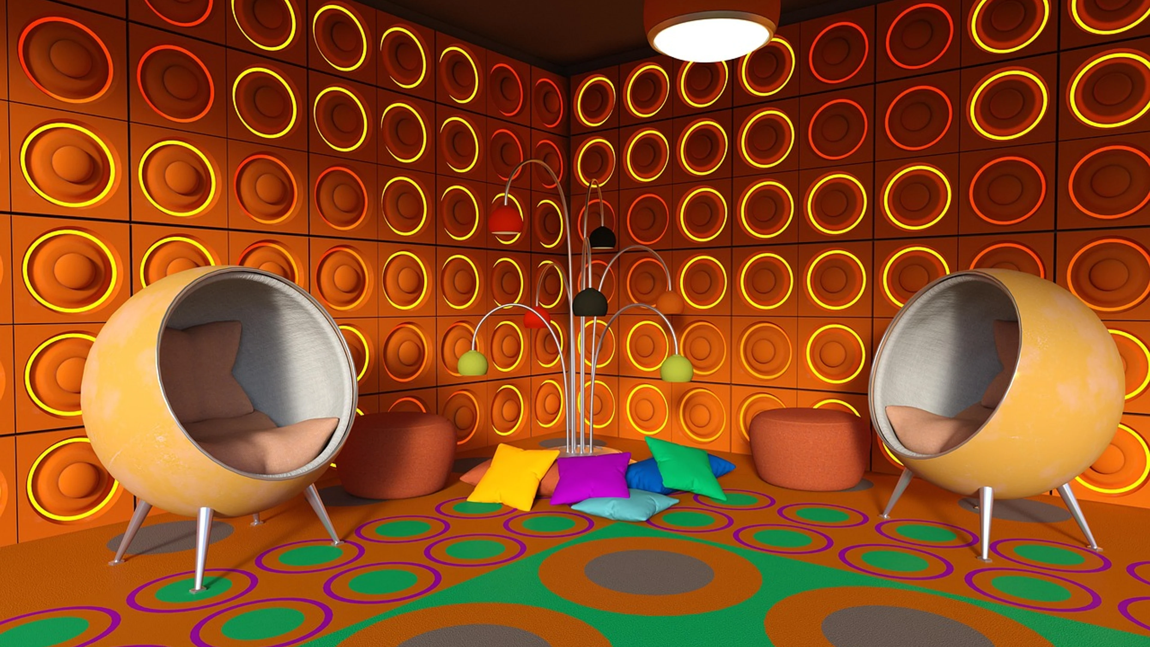 Retro aesthetic room interior design - free 4K Ultra HD aesthetic wallpaper for desktop