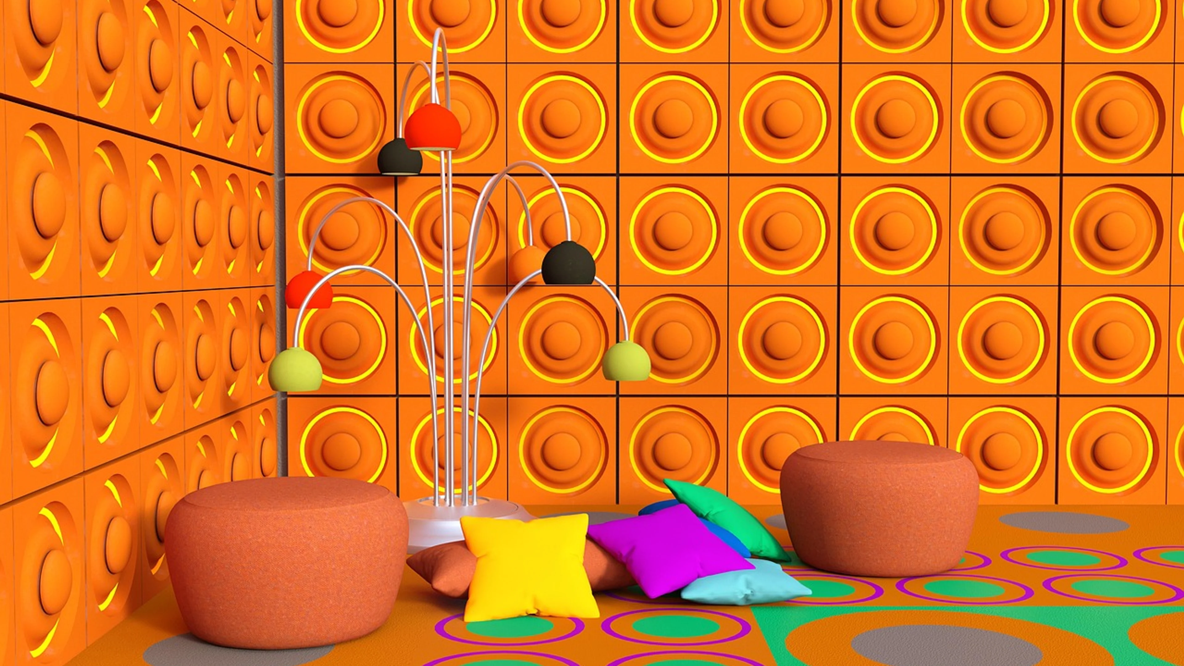 Retro aesthetic room interior design - free 4K Ultra HD aesthetic wallpaper for desktop