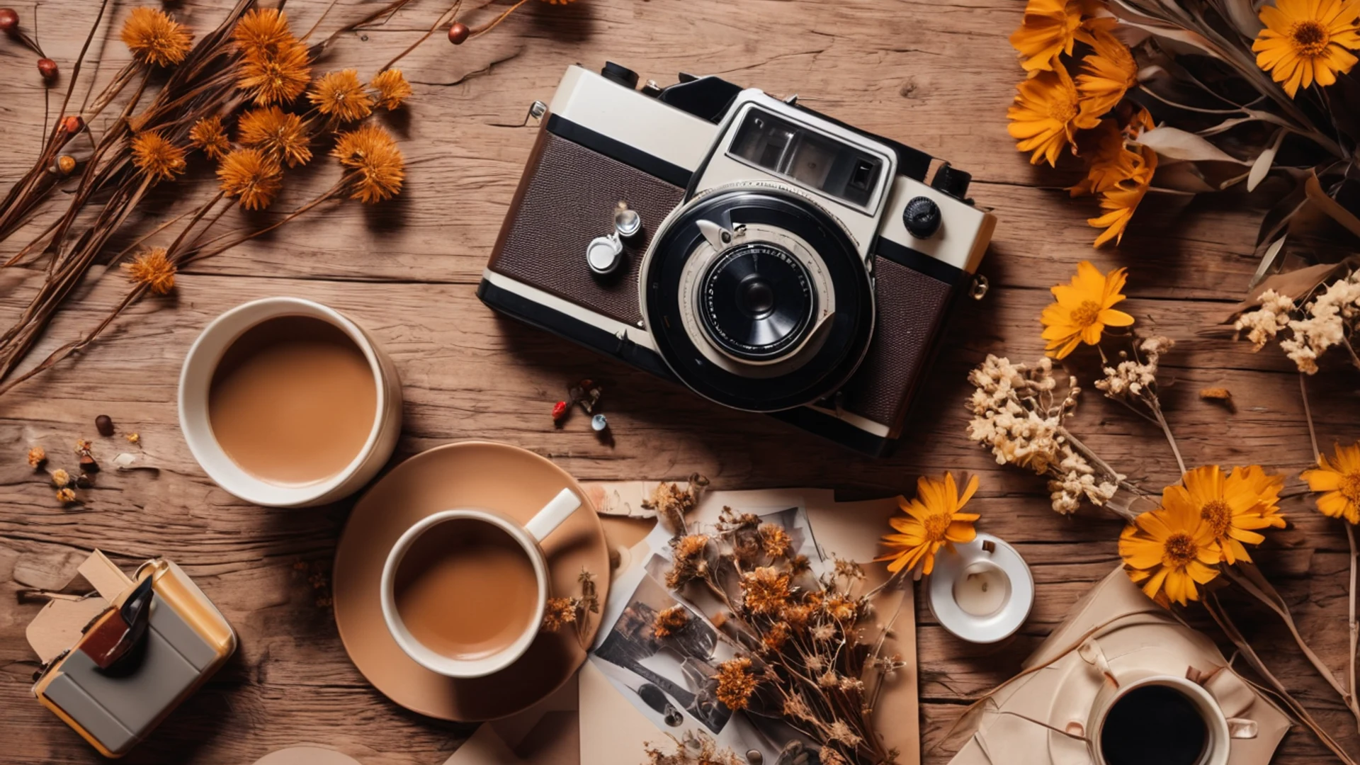 Retro Vinyl and Coffee - free hd aesthetic wallpaper for desktop