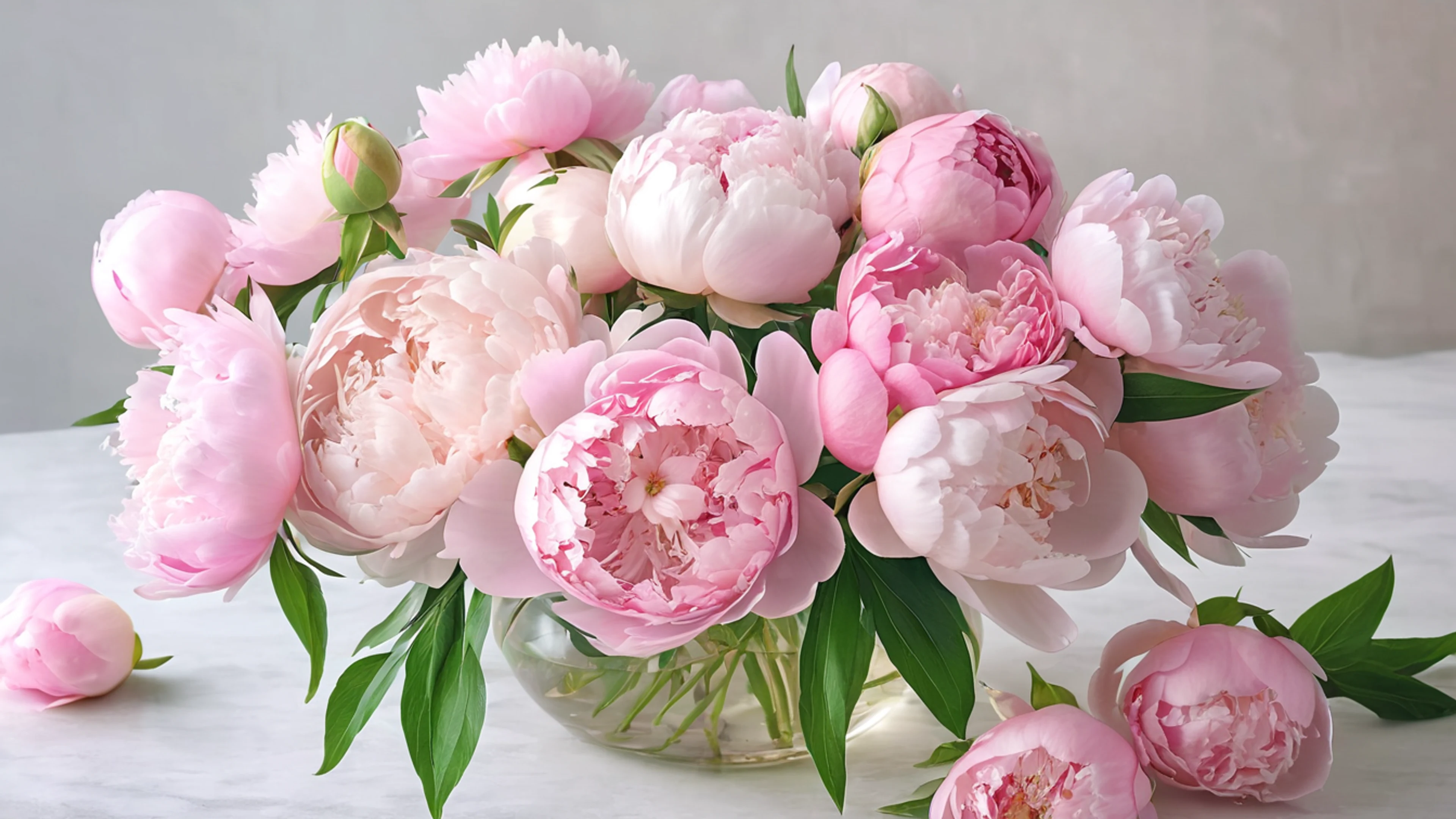 Soft Pink Peony Arrangement - free 4K Ultra HD aesthetic wallpaper for desktop