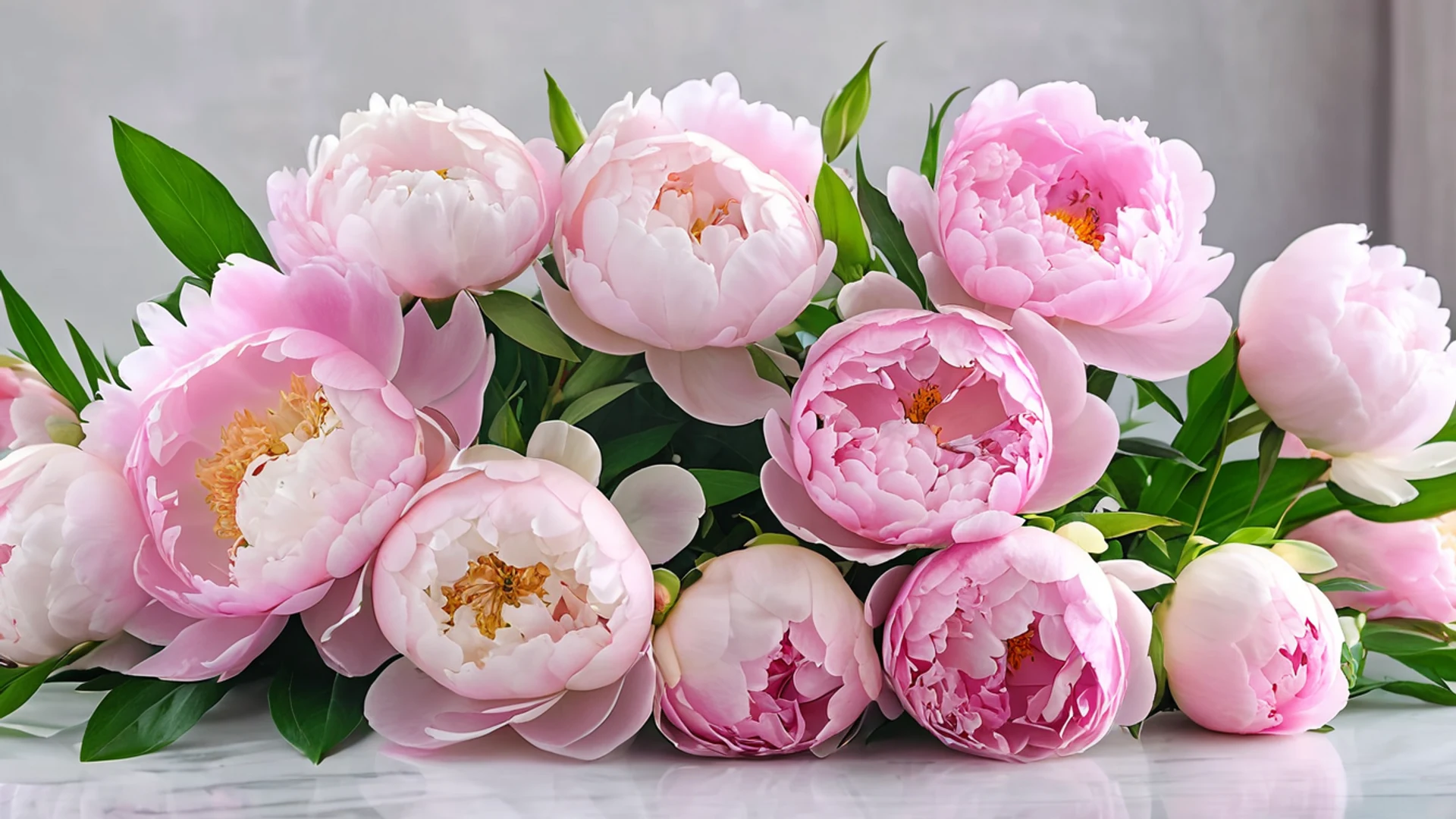 Soft Pink Peony Arrangement - free hd aesthetic wallpaper for desktop