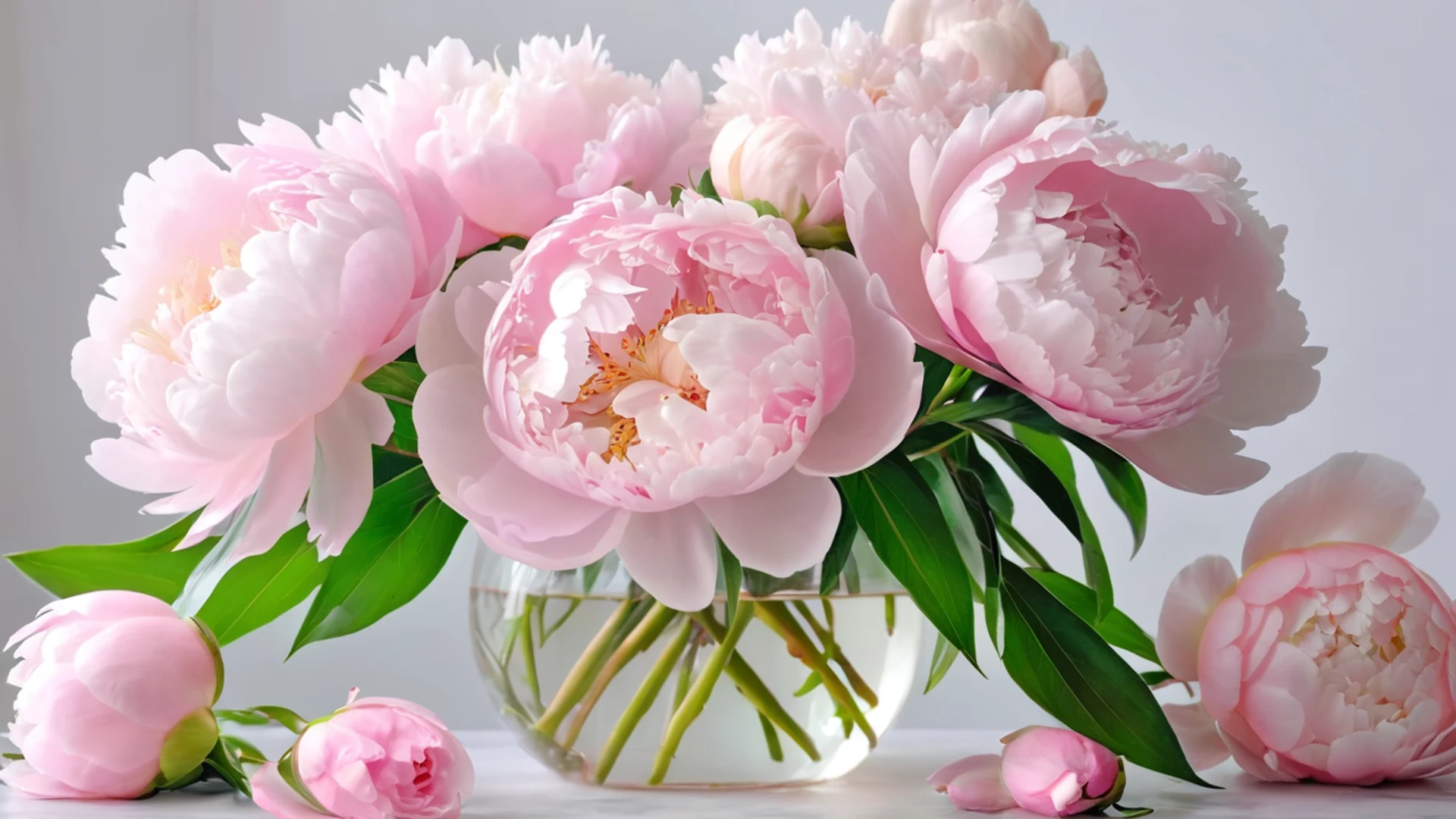 Soft Pink Peony Arrangement - free hd aesthetic wallpaper for desktop