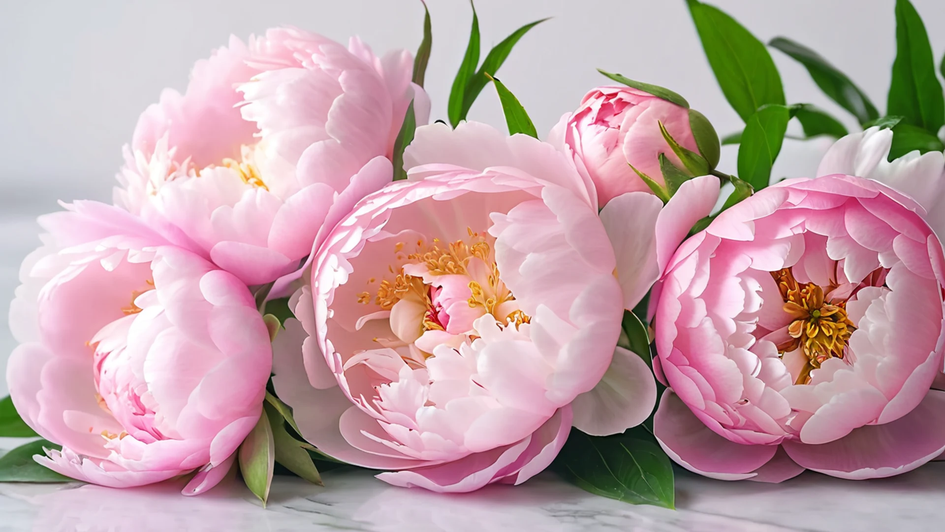 Soft Pink Peony Arrangement - free hd aesthetic wallpaper for desktop