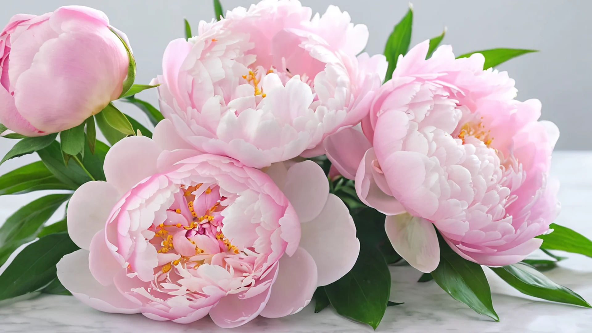 Soft Pink Peony Arrangement - free hd aesthetic wallpaper for desktop