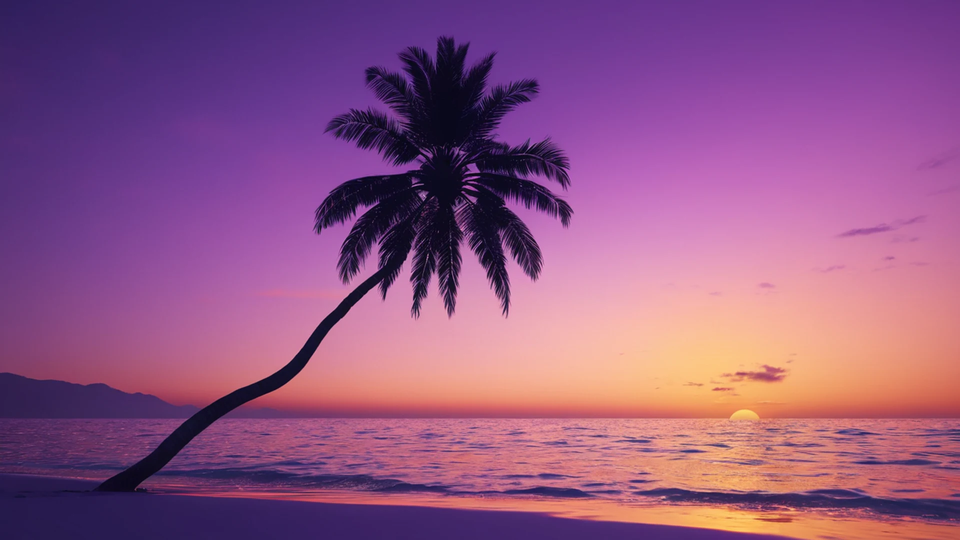 Sunset Beach Silhouette - free hd aesthetic wallpaper for desktop