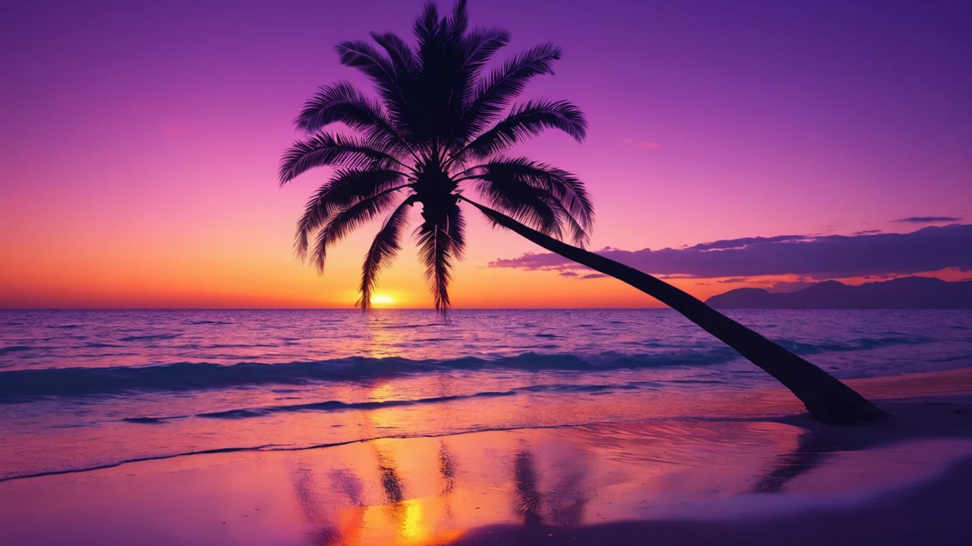 Sunset Beach Silhouette - free hd aesthetic wallpaper for desktop