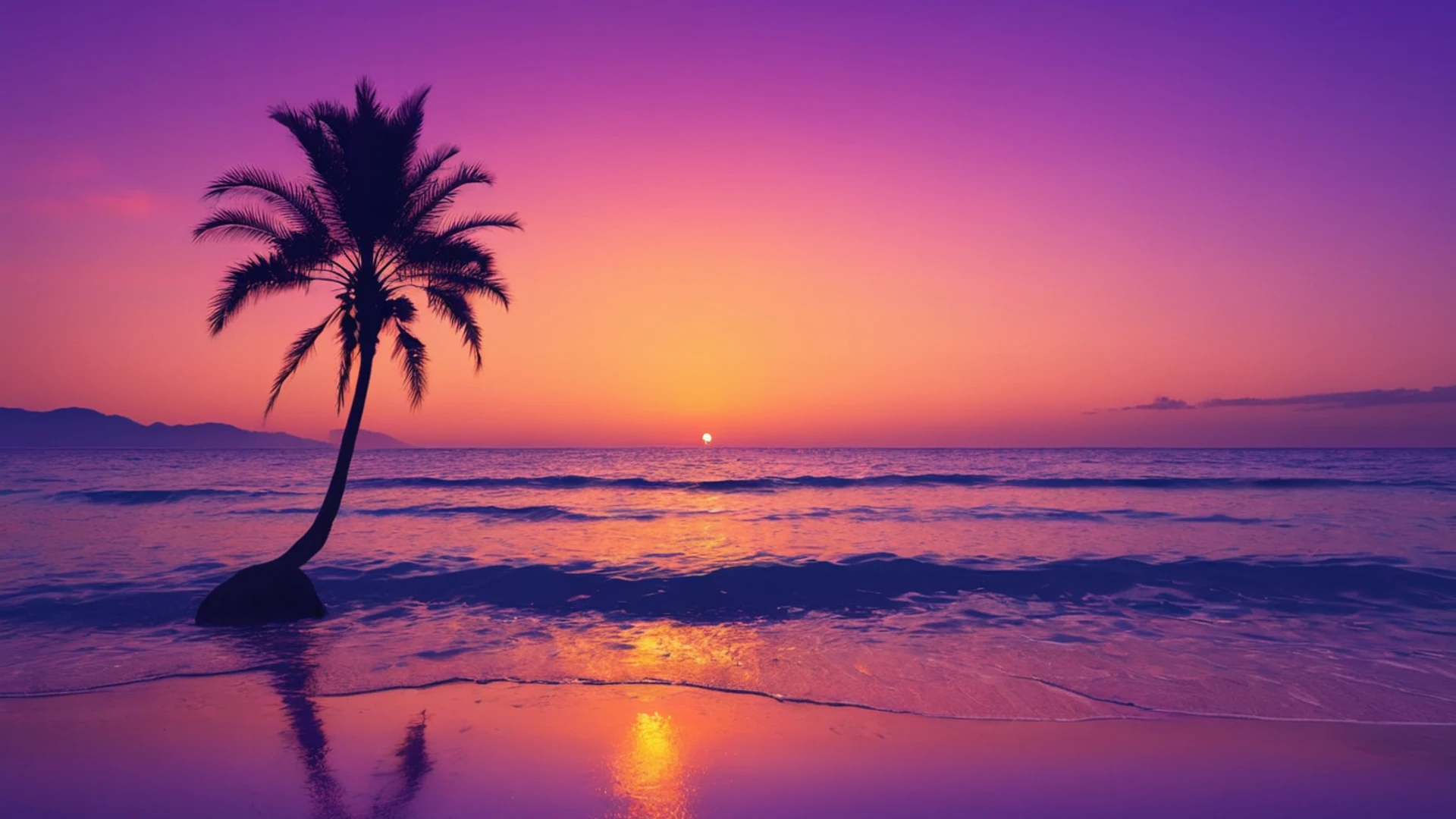 Sunset Beach Silhouette - free hd aesthetic wallpaper for desktop