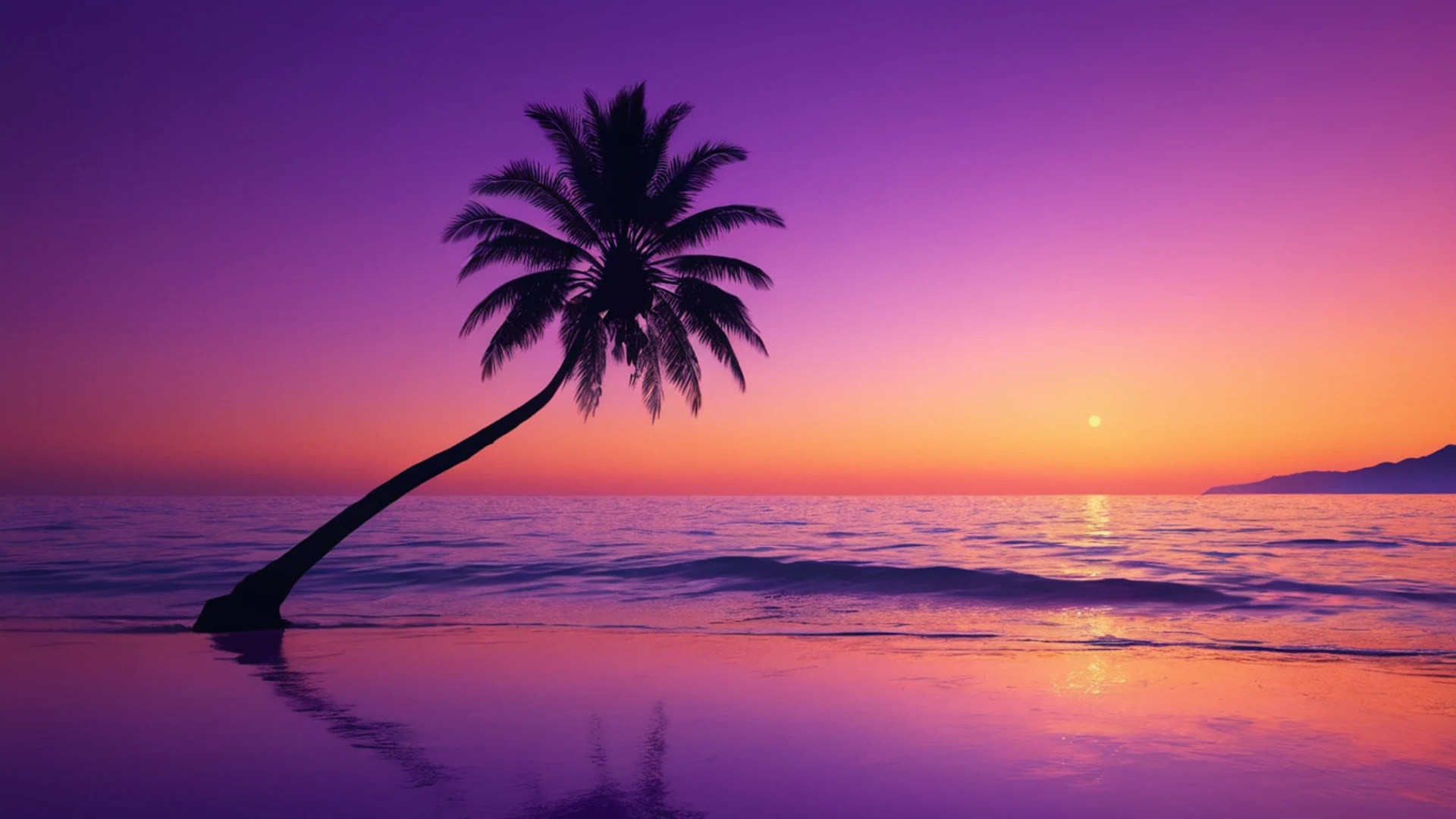 Sunset Beach Silhouette - free hd aesthetic wallpaper for desktop