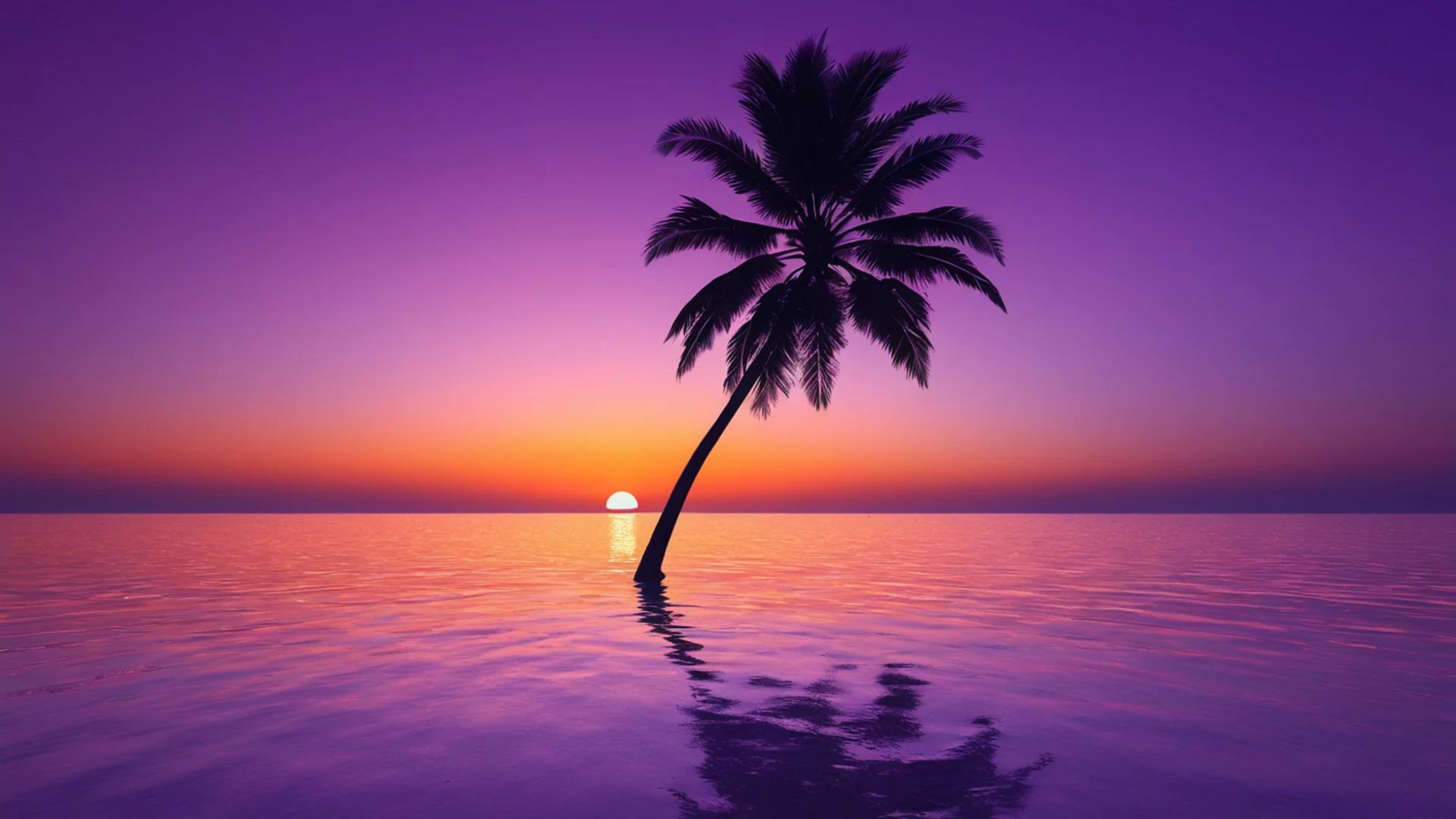 Sunset Beach Silhouette - free hd aesthetic wallpaper for desktop