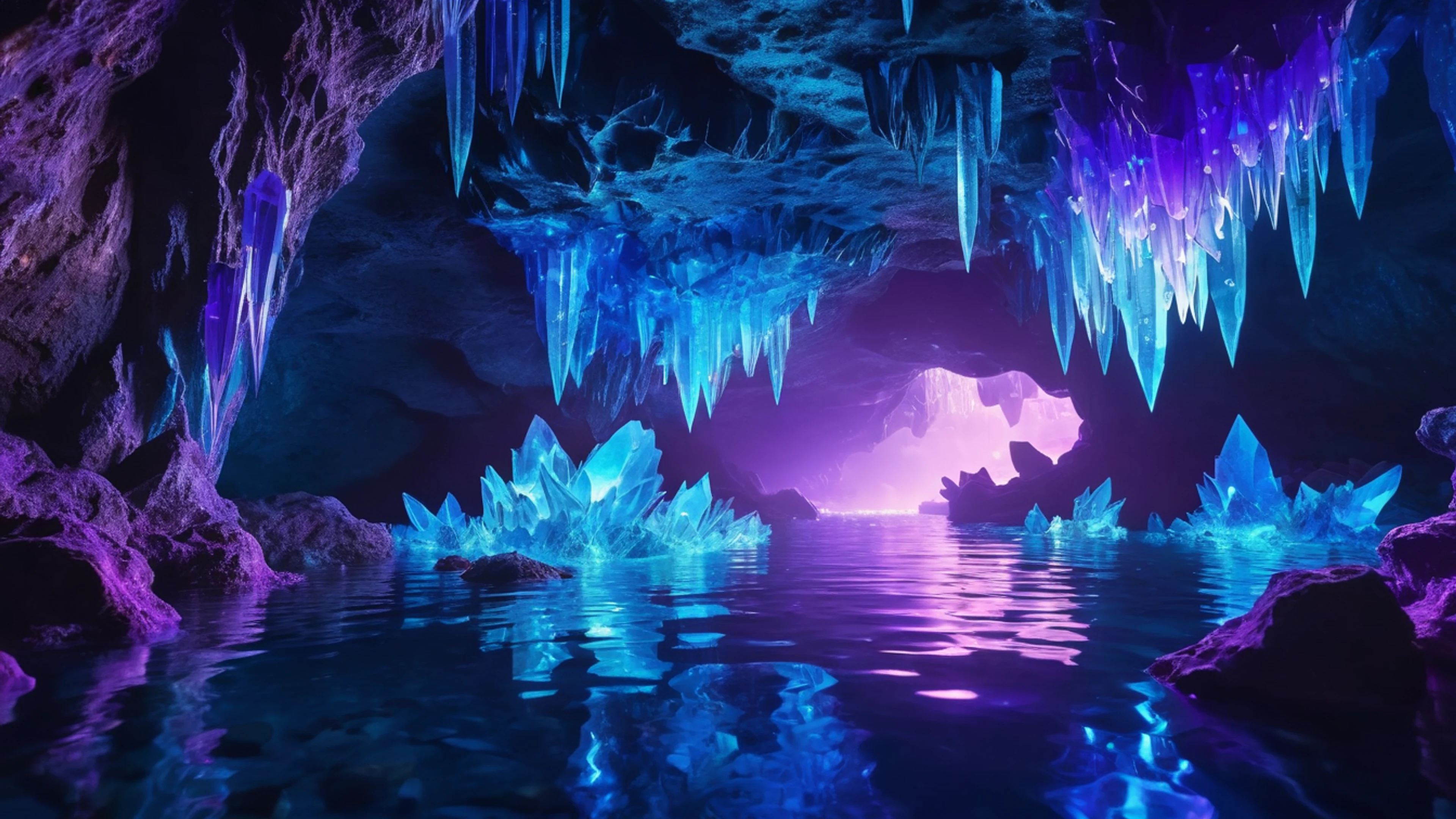 Underwater Crystal Cave - free 4K Ultra HD aesthetic wallpaper for desktop
