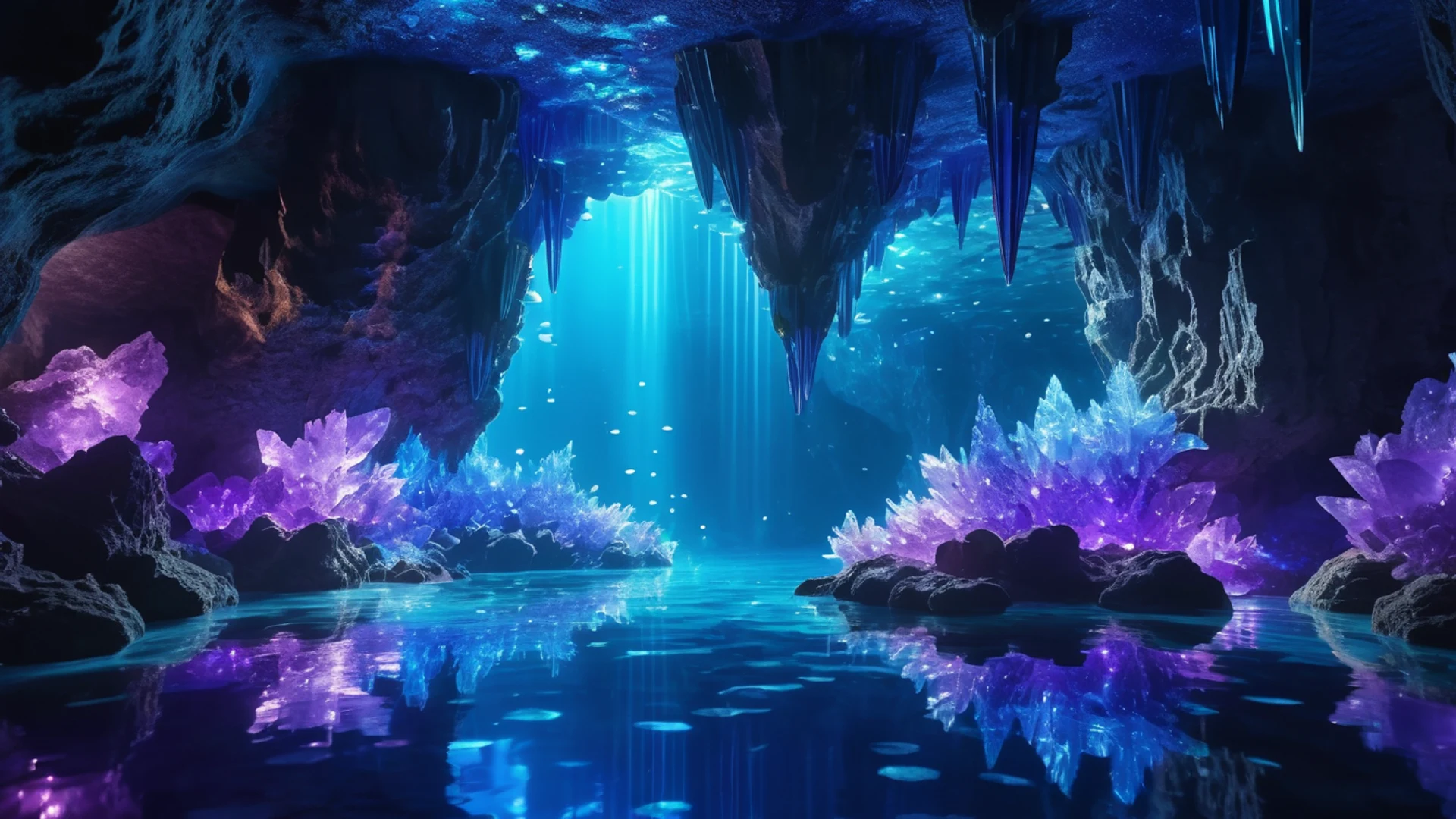 Underwater Crystal Cave - free hd aesthetic wallpaper for desktop
