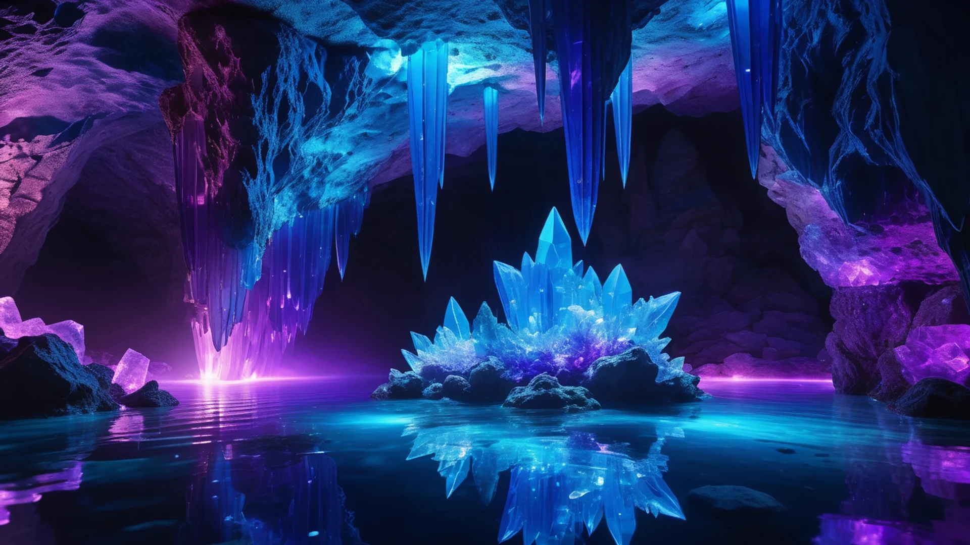 Underwater Crystal Cave - free hd aesthetic wallpaper for desktop