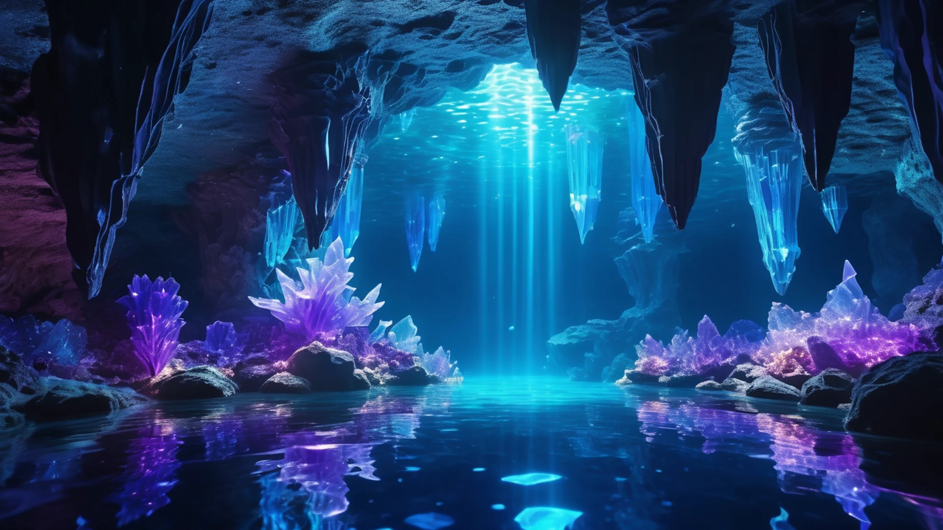 Underwater Crystal Cave - free hd aesthetic wallpaper for desktop