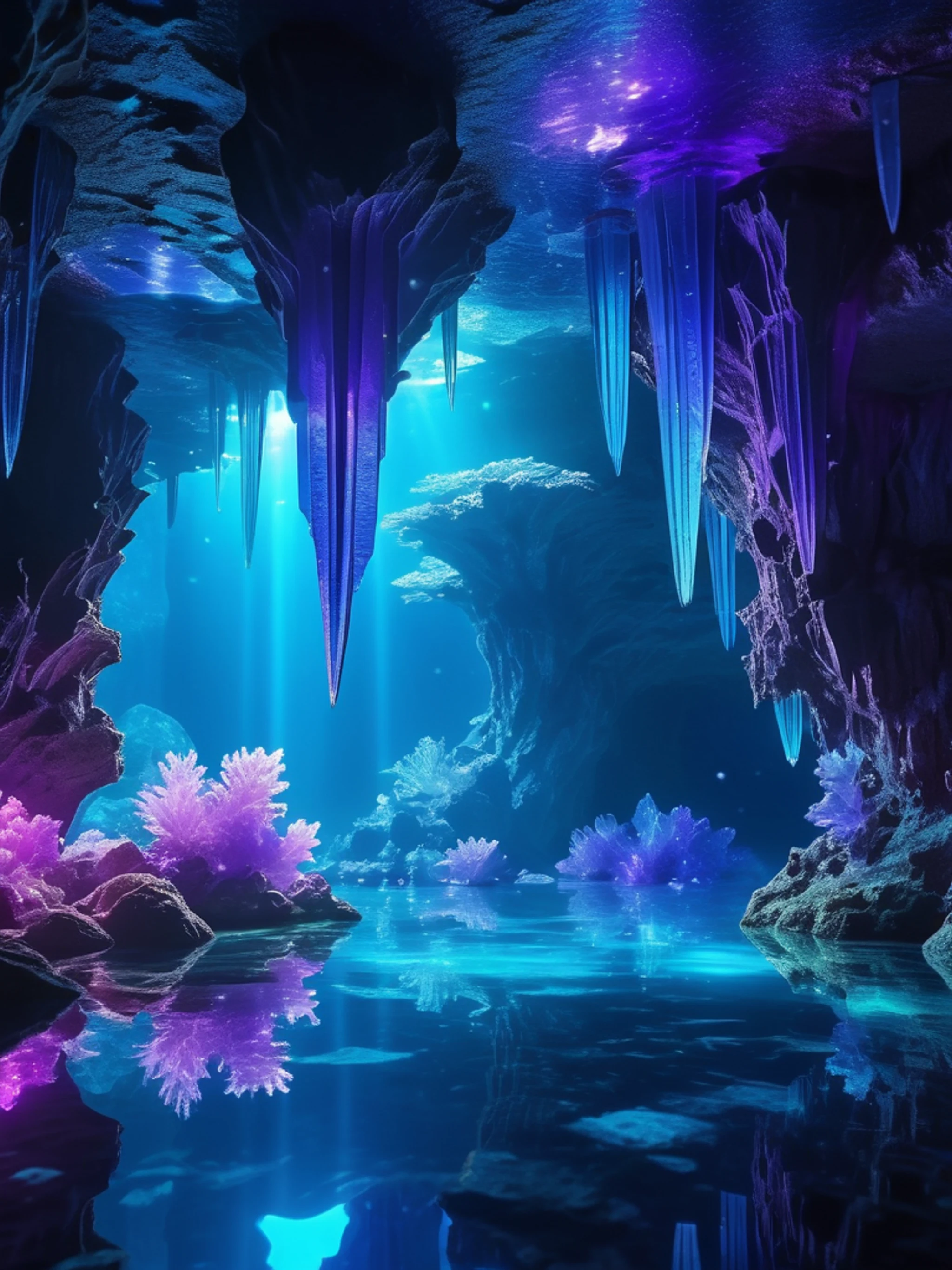 Underwater Crystal Cave - free Tablet aesthetic wallpaper for phone