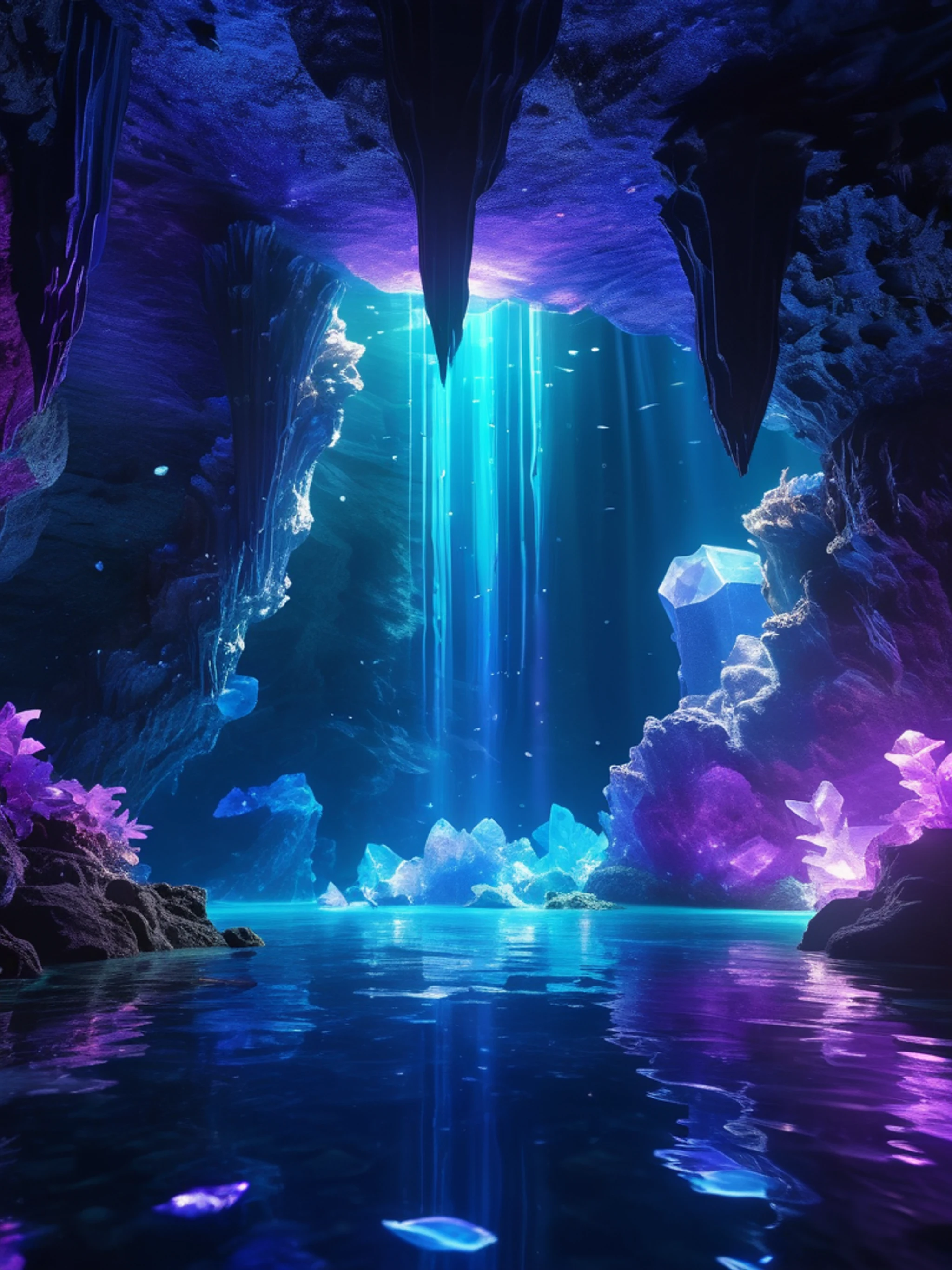 Underwater Crystal Cave - free Tablet aesthetic wallpaper for phone