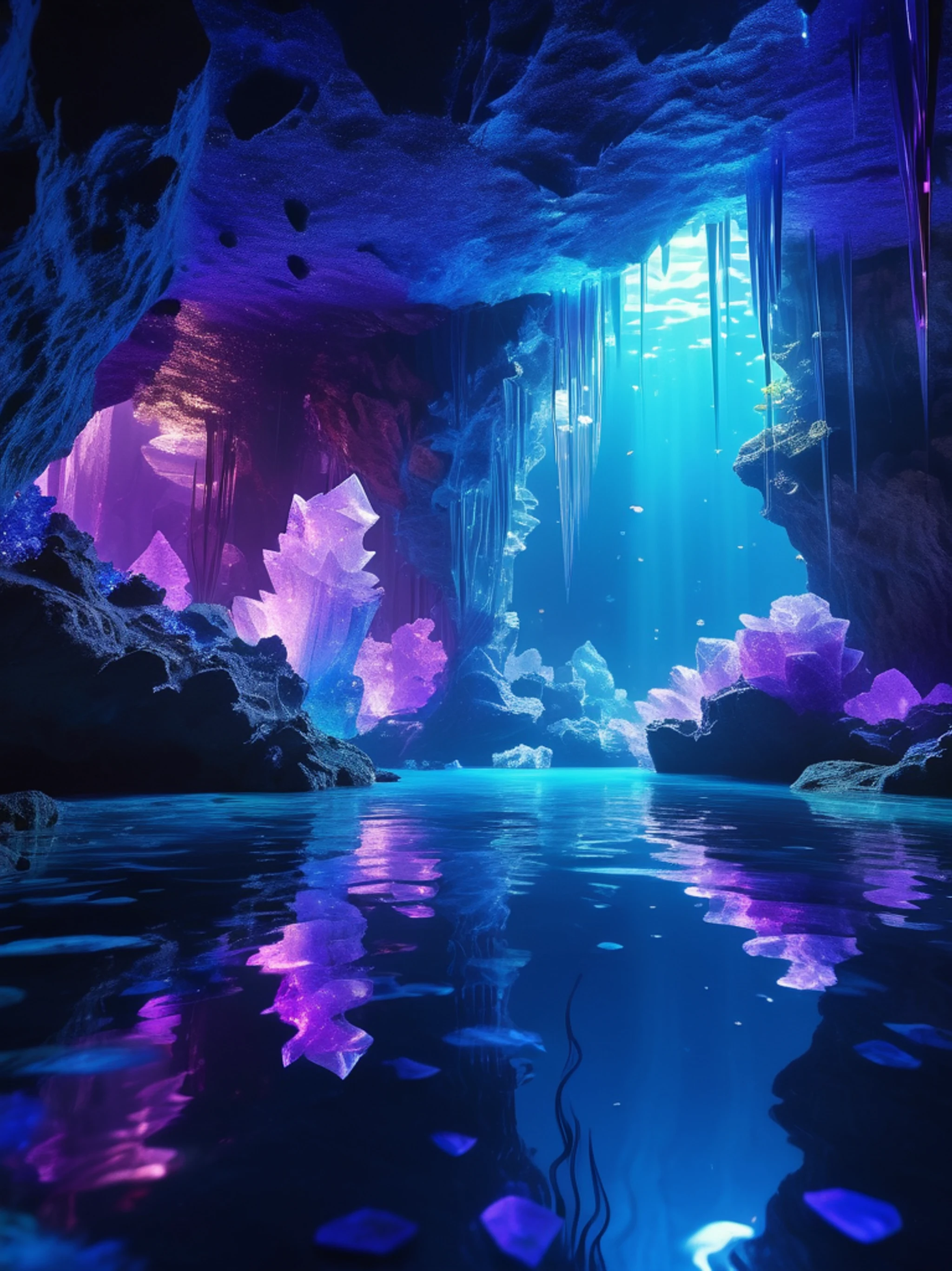 Underwater Crystal Cave - free Tablet aesthetic wallpaper for phone