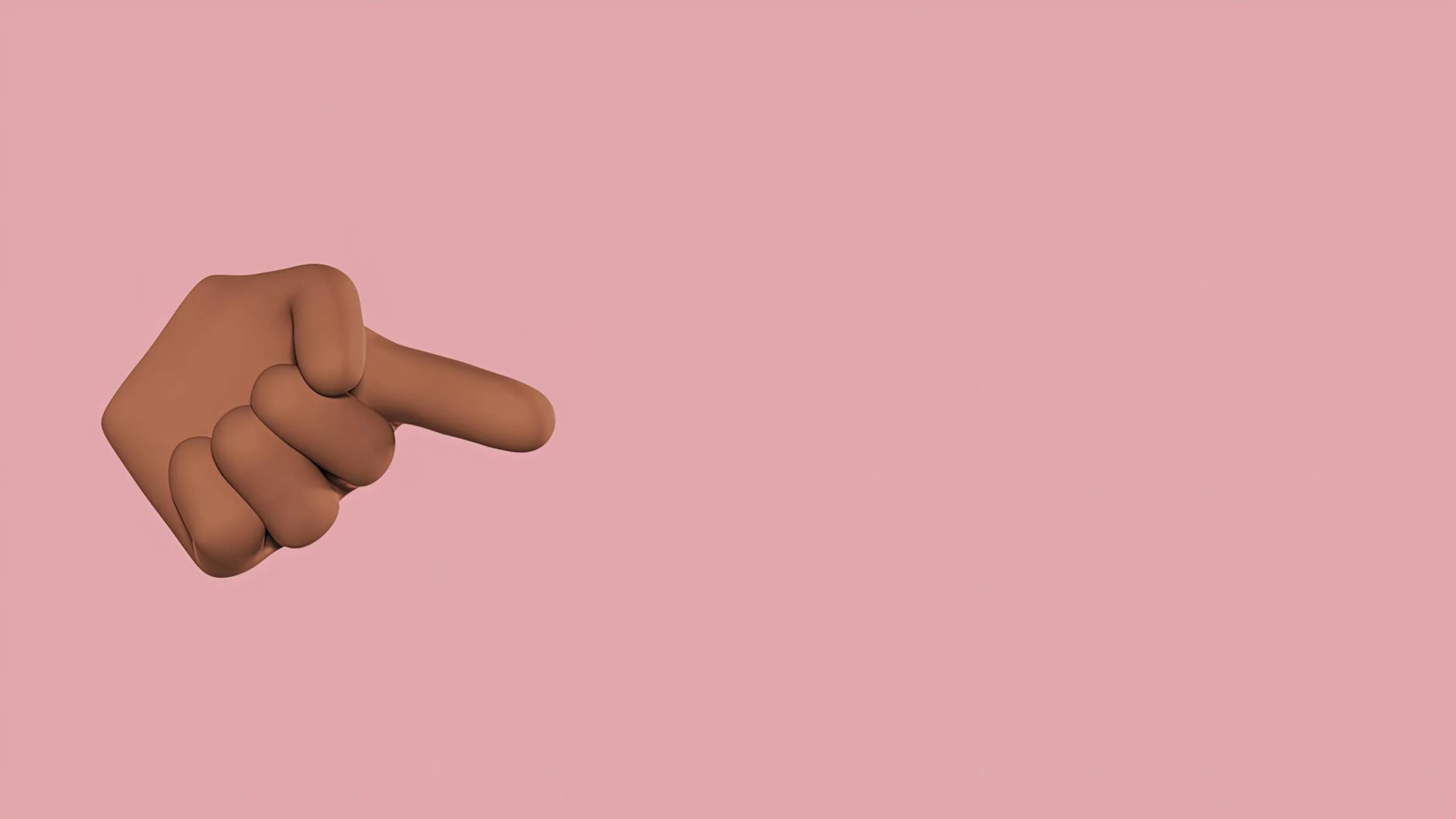 3D digital illustration of a pointing finger on a soft pink background. - free 4K Ultra HD anime wallpaper for desktop