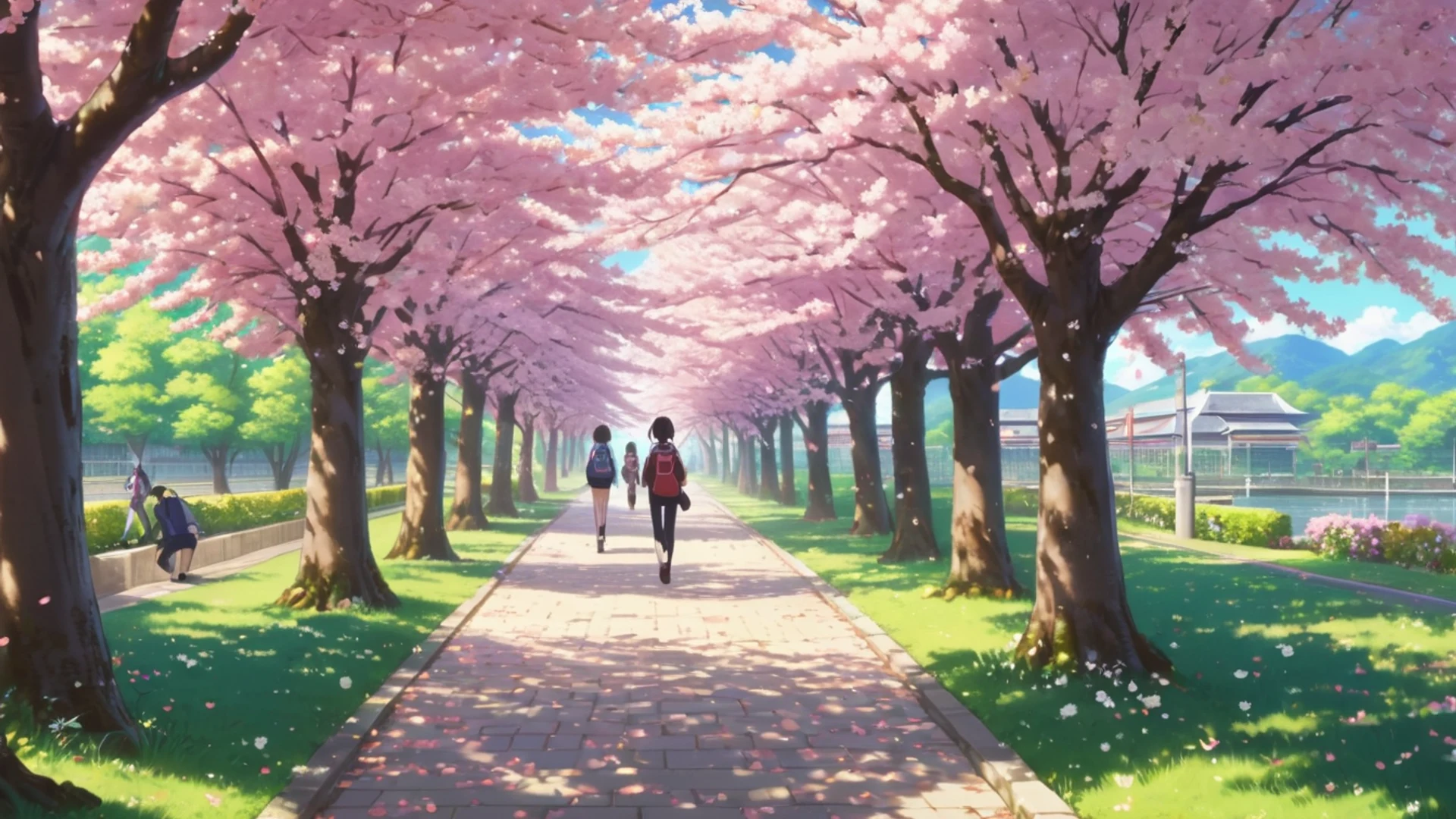 Anime Cherry Blossom School - free hd anime wallpaper for desktop
