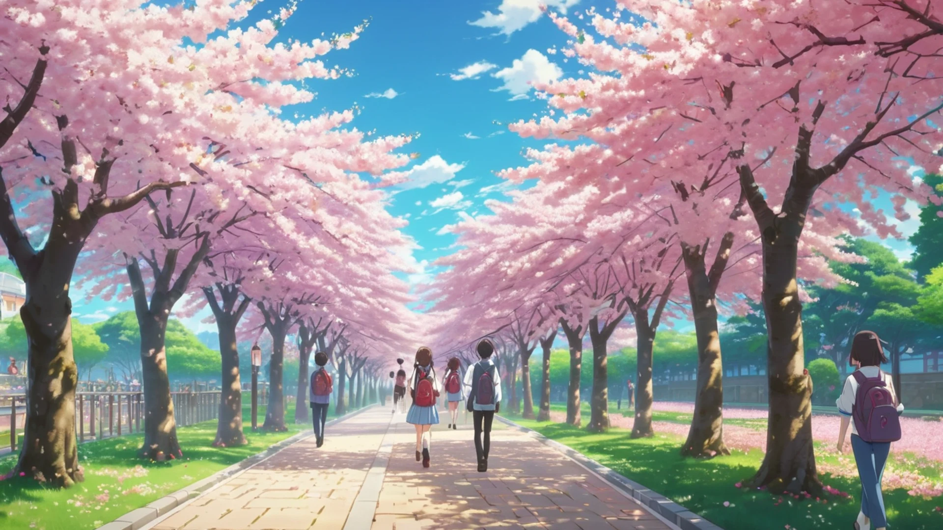 Anime Cherry Blossom School - free hd anime wallpaper for desktop