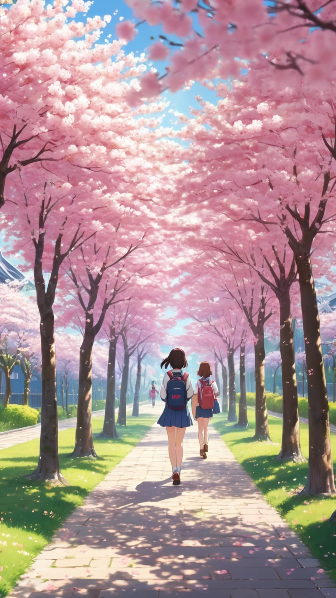 Anime Cherry Blossom School - free Phone anime wallpaper for phone