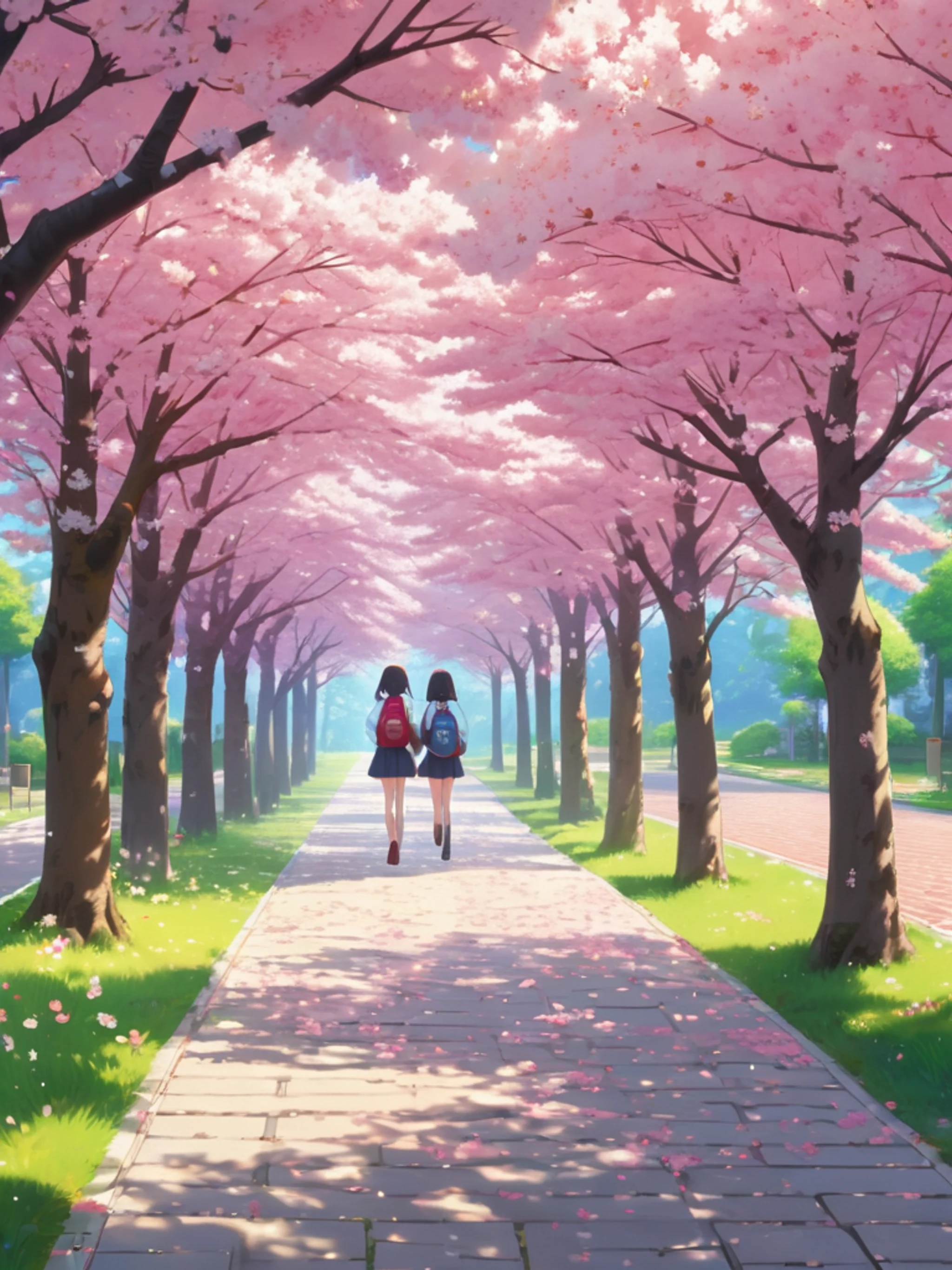 Anime Cherry Blossom School - free Tablet anime wallpaper for phone