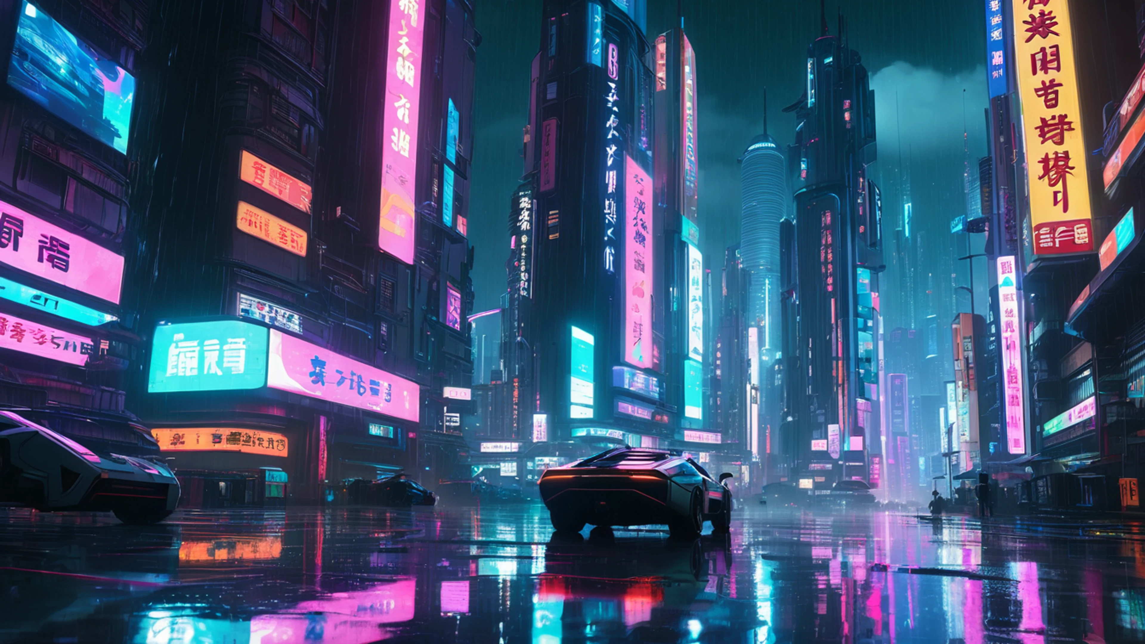 Anime Cyberpunk City - free 4K Ultra HD anime wallpaper for desktop