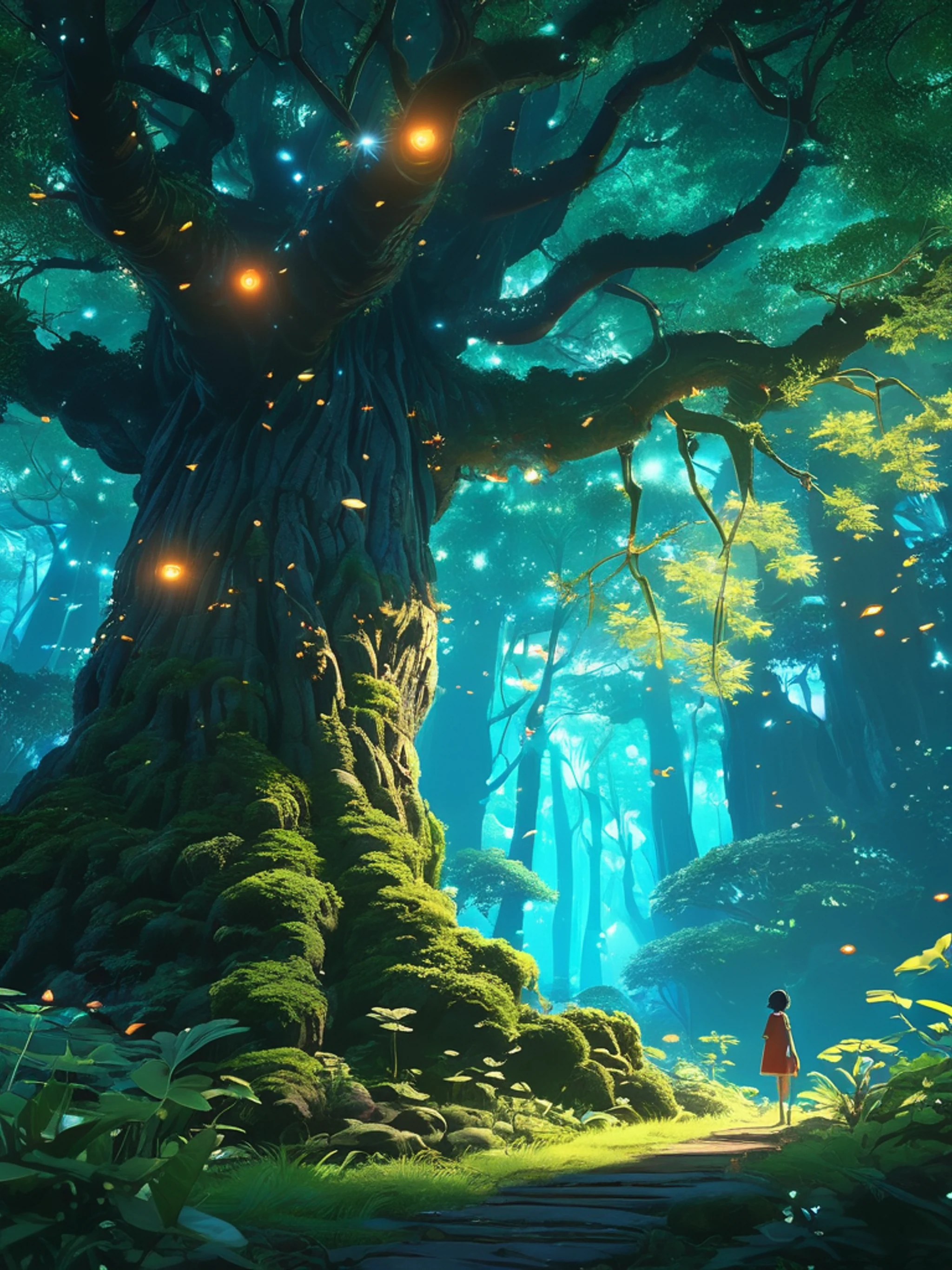 Anime Magical Forest Spirit - free Tablet anime wallpaper for phone