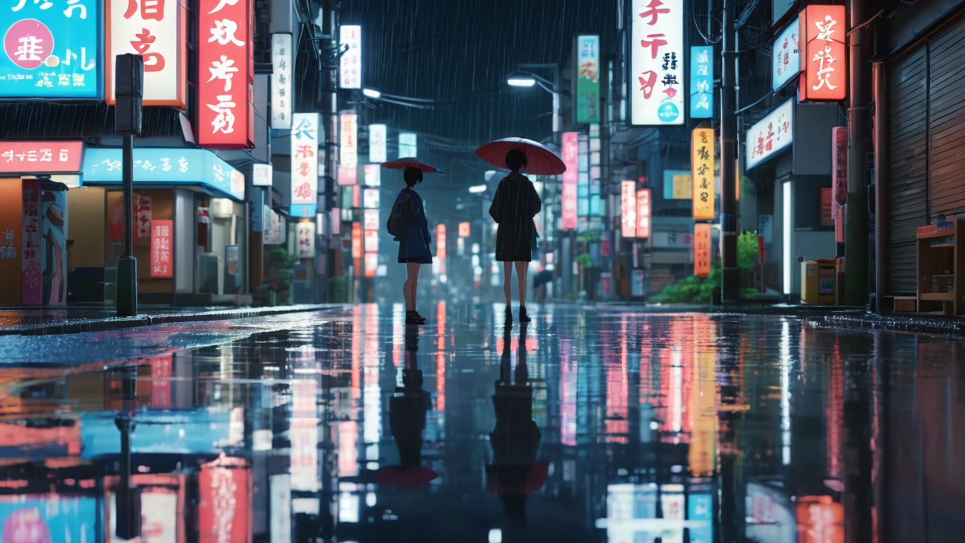 Anime Night Rain Street - free hd anime wallpaper for desktop