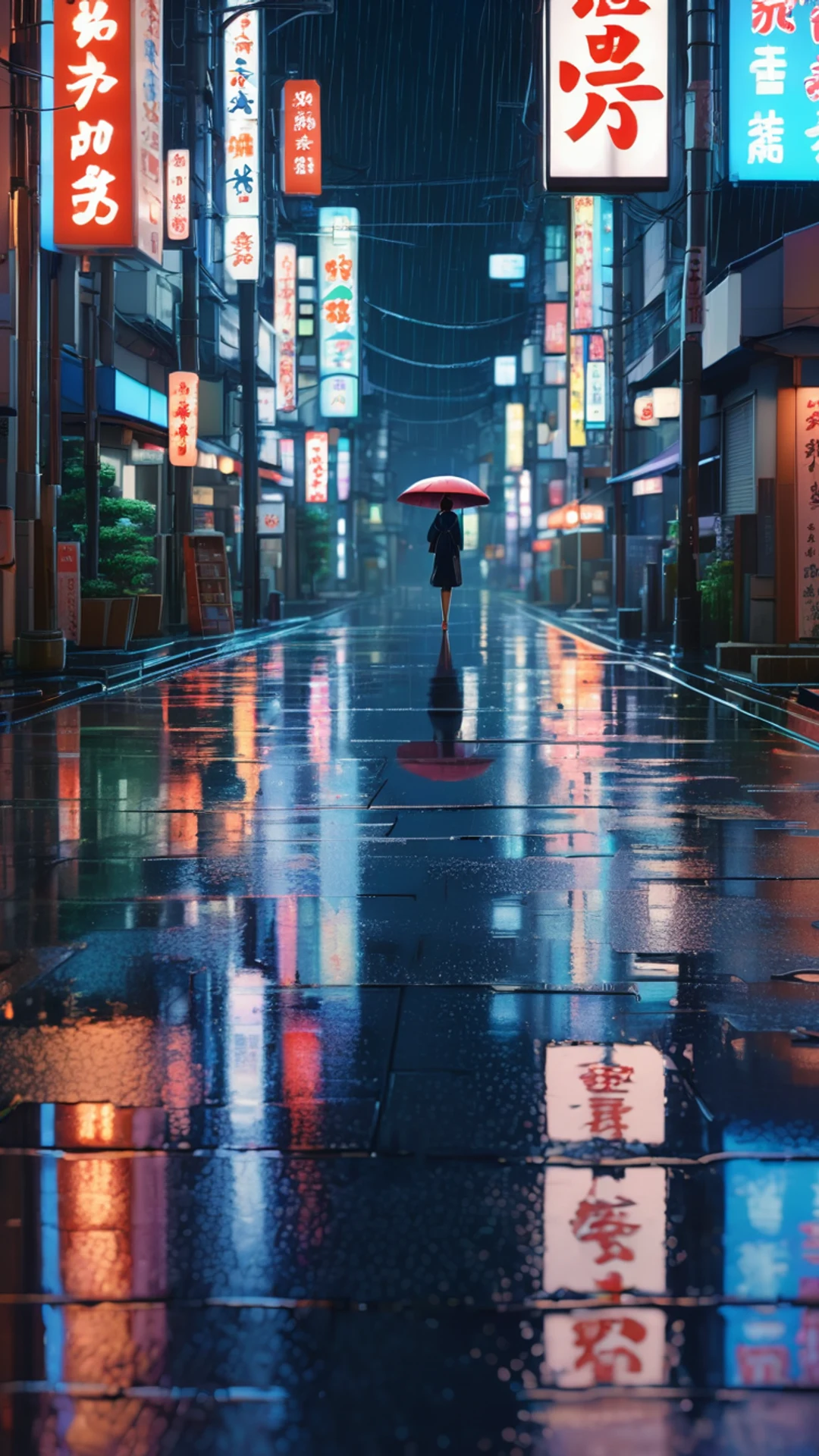 Anime Night Rain Street - free Phone anime wallpaper for phone