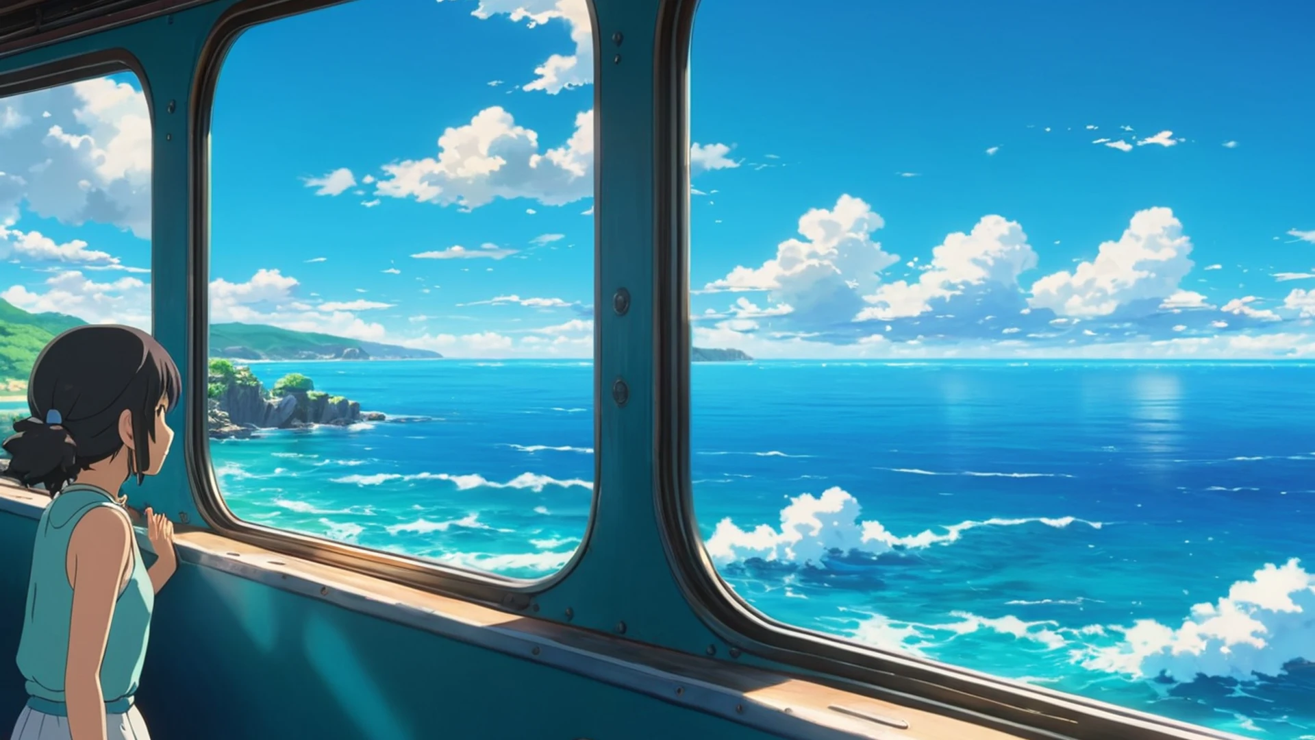 Anime Ocean Train - free hd anime wallpaper for desktop