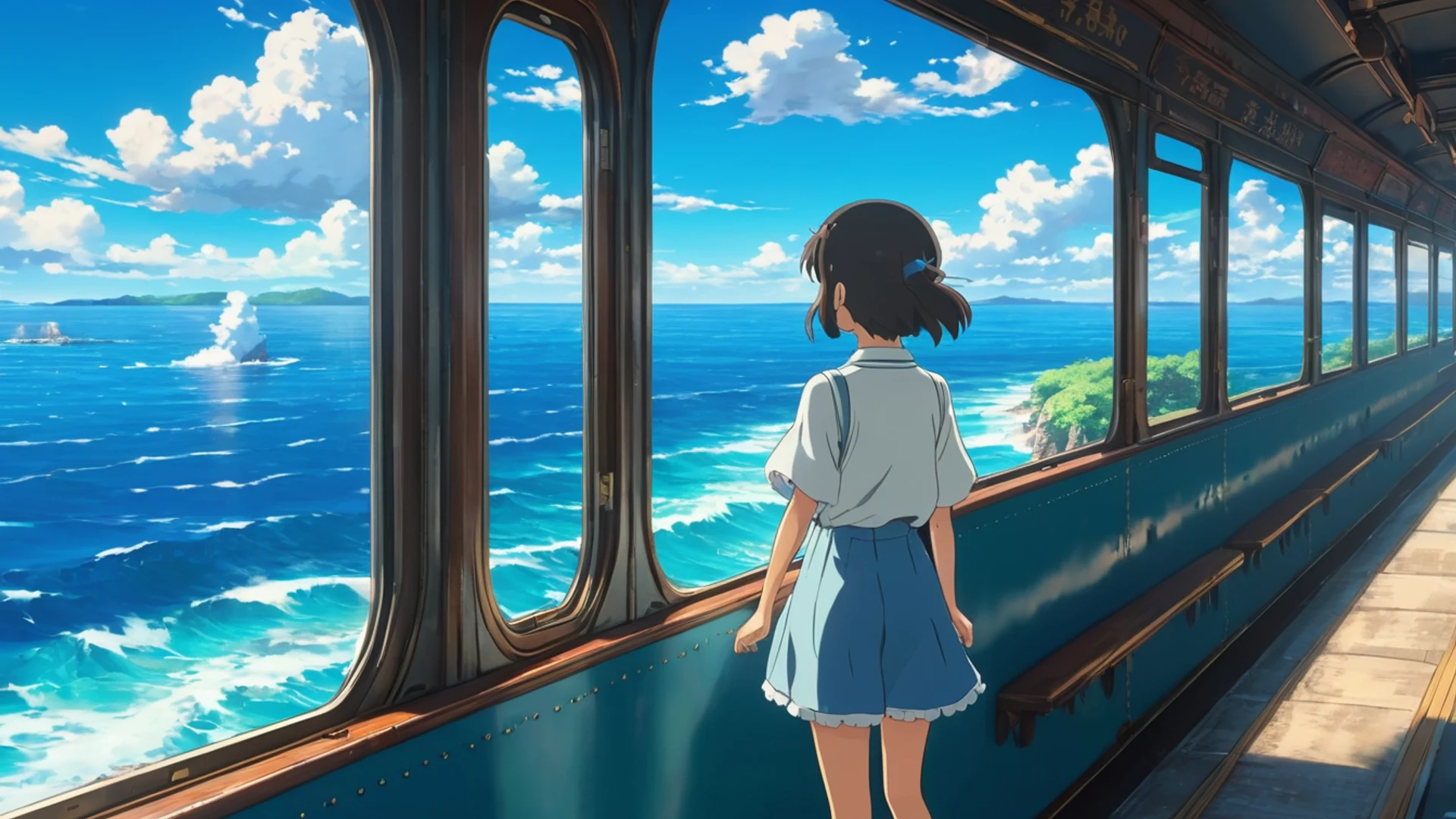 Anime Ocean Train - free hd anime wallpaper for desktop