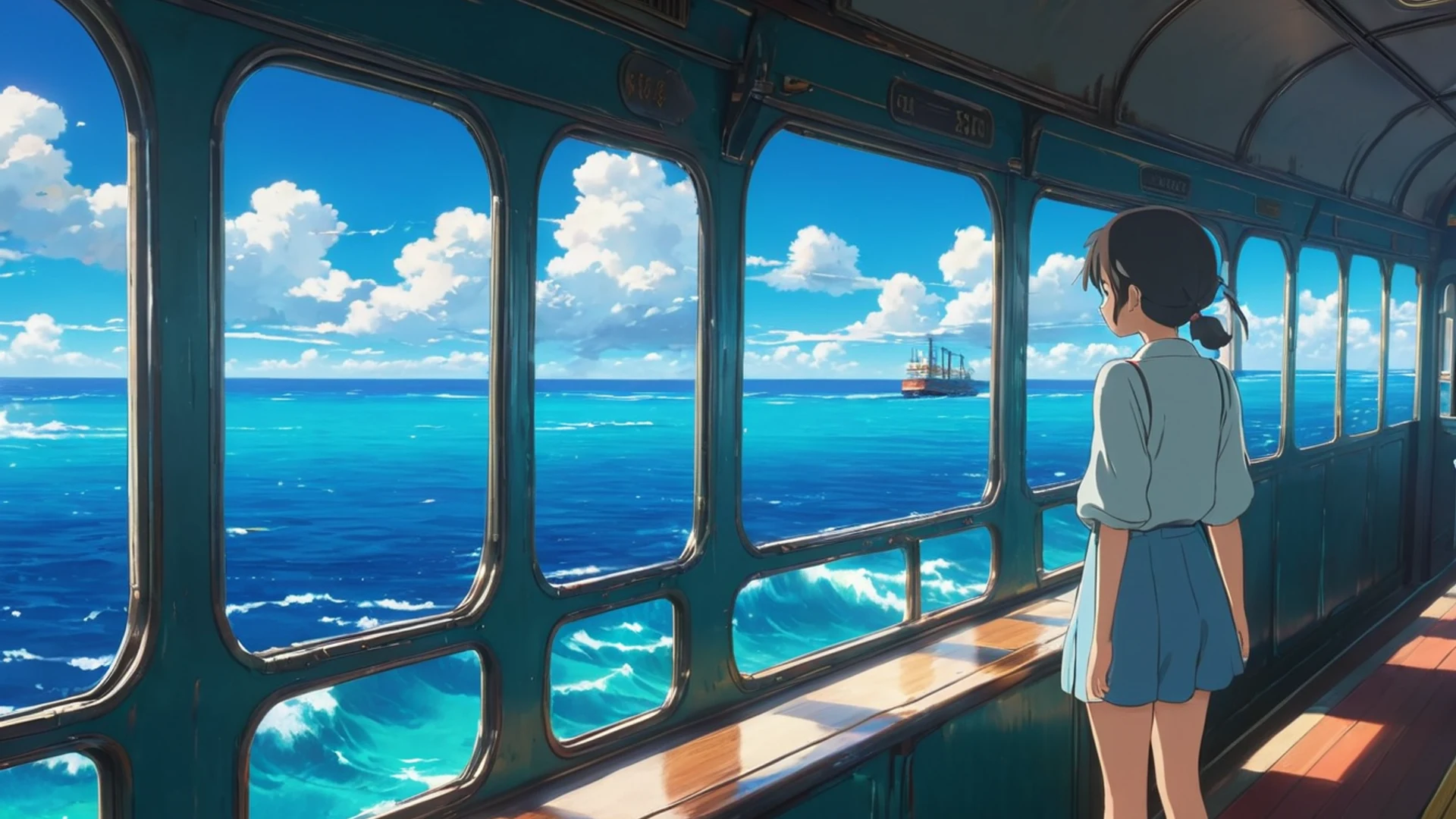 Anime Ocean Train - free hd anime wallpaper for desktop