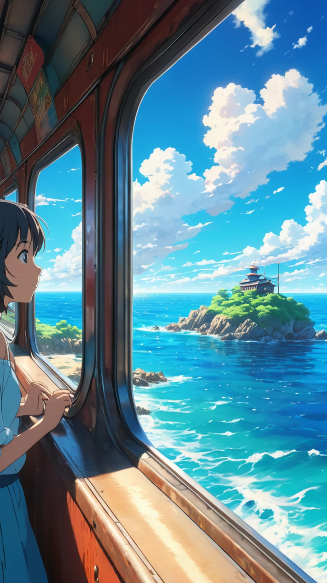 Anime Ocean Train - free Phone anime wallpaper for phone