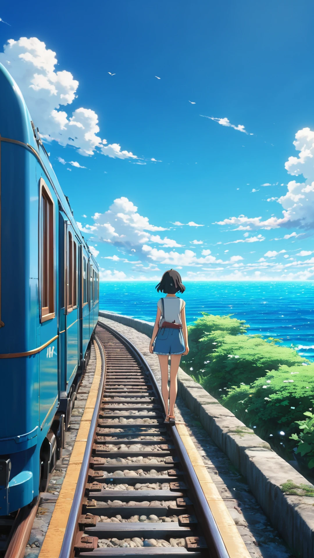 Anime Ocean Train - free Phone anime wallpaper for phone