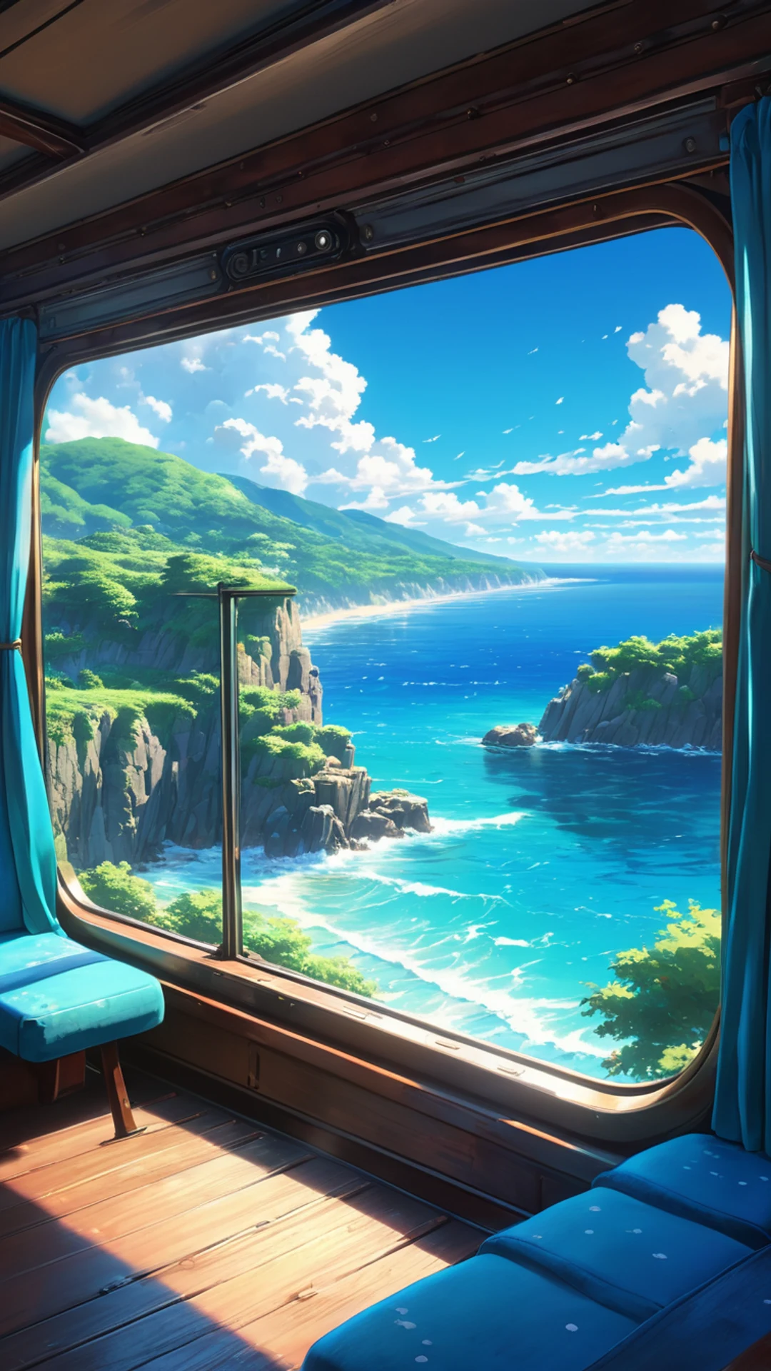 Anime Ocean Train - free Phone anime wallpaper for phone